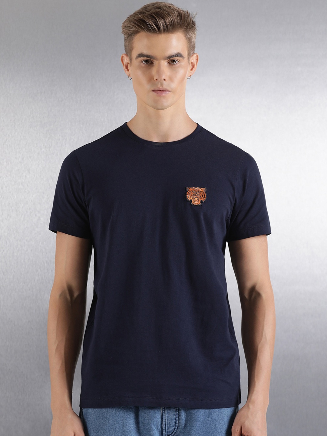 

Breakbounce Round Neck Short Sleeves Cotton T-shirt, Navy blue