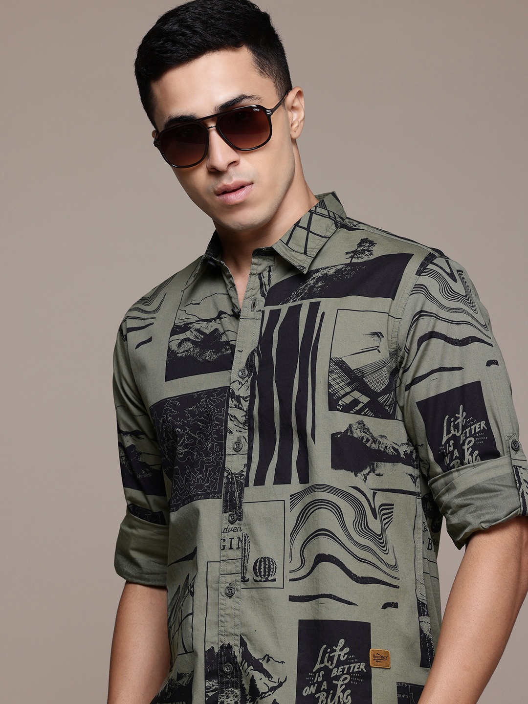 

The Roadster Lifestyle Co. Printed Casual Shirt, Green