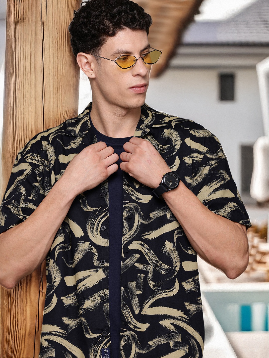 

Roadster Men Opaque Printed Casual Shirt, Black