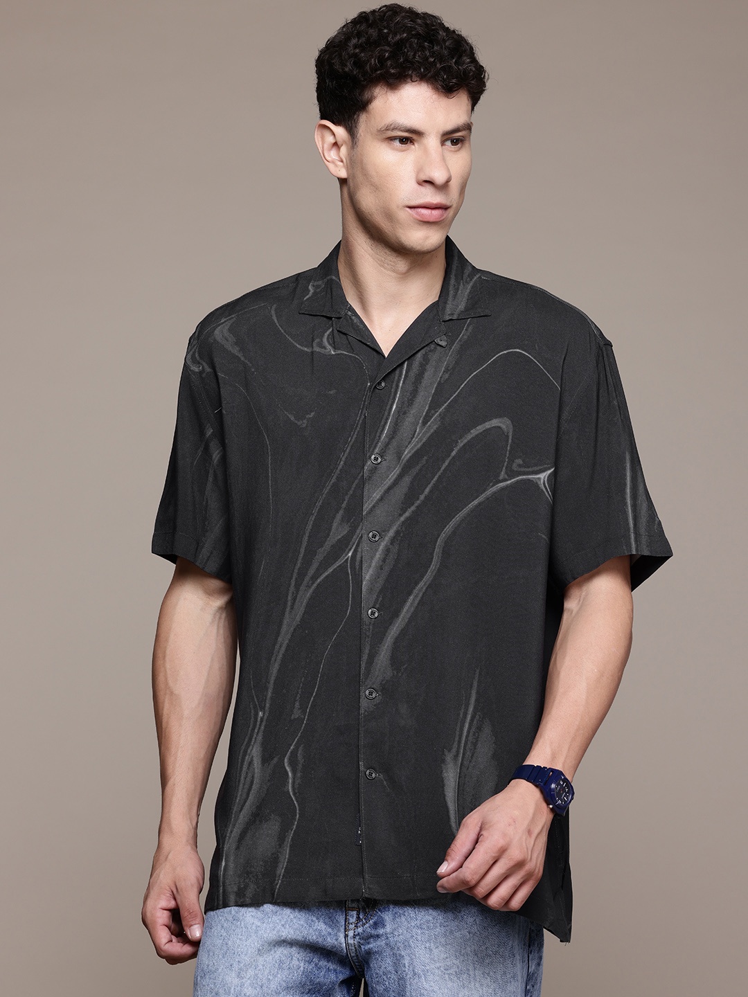 

The Roadster Lifestyle Co. Relaxed Fit Pure Cotton Casual Shirt, Black