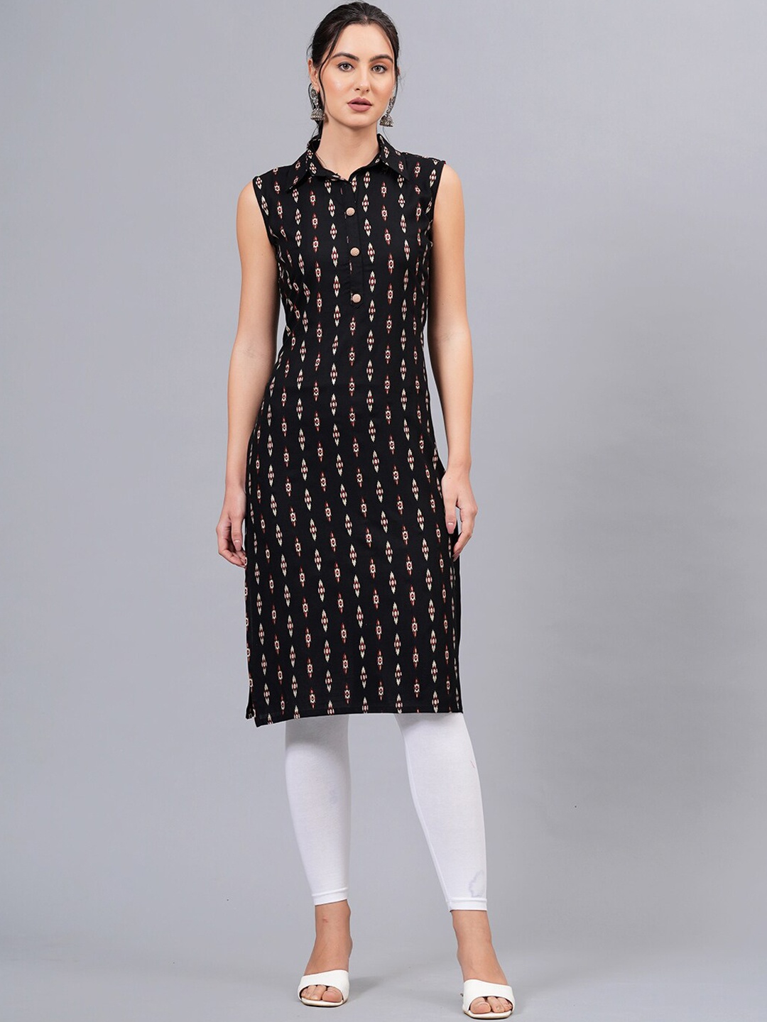 

HIGHLIGHT FASHION EXPORT Ethnic Motifs Printed Kurta, Black