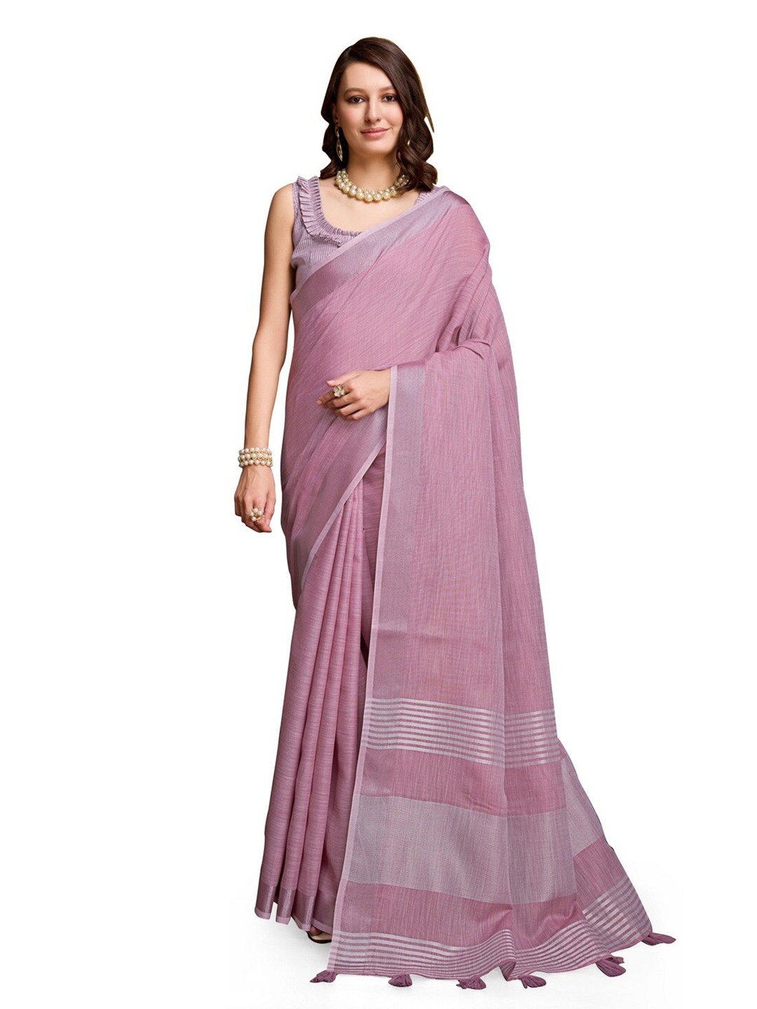 

VASTRA-THE FACTORY STORE Ethnic Zari Saree, Pink