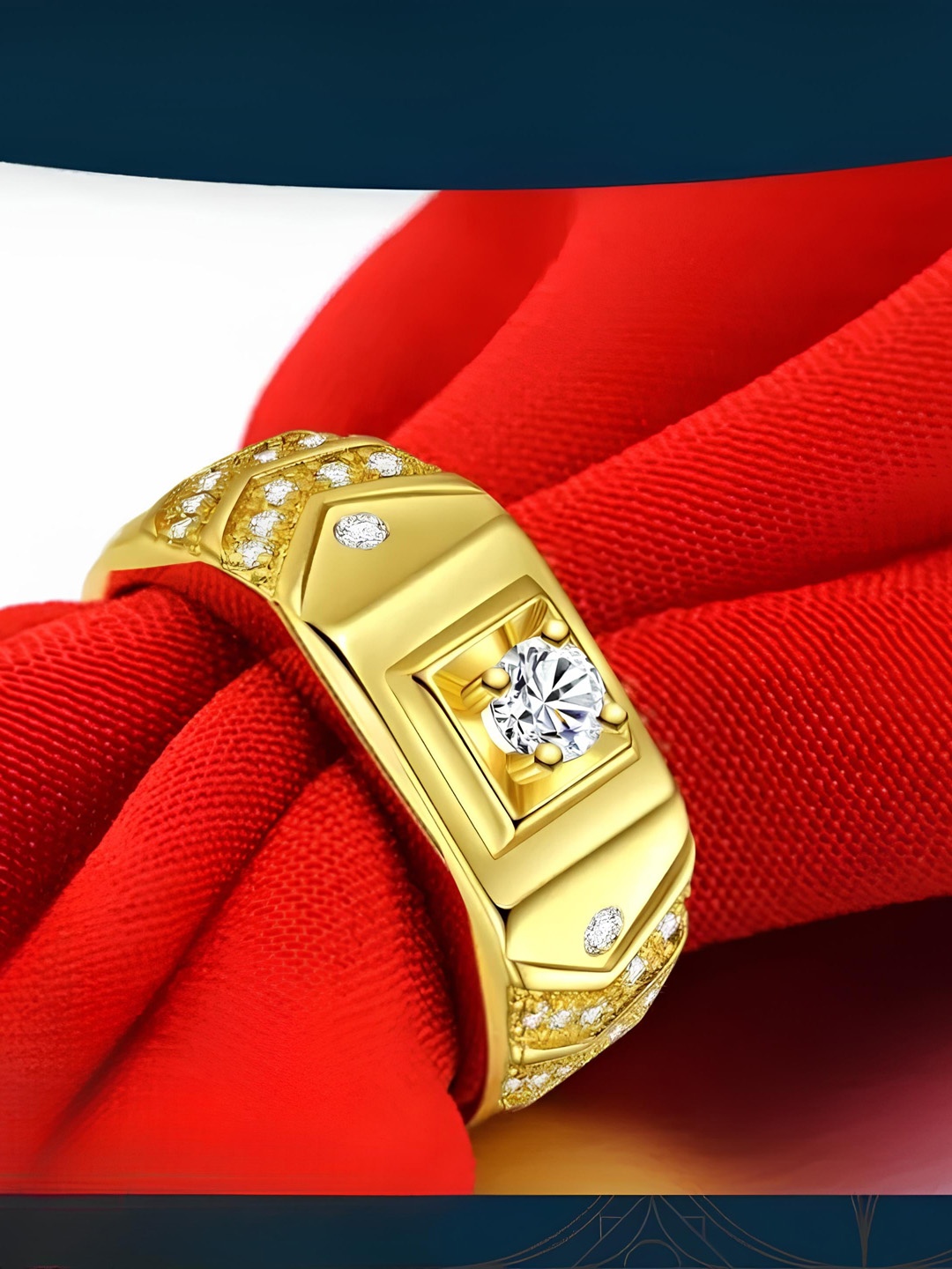 

KARISHMA KREATIONS Gold-Plated Cubic Zirconia Studded Finger Ring