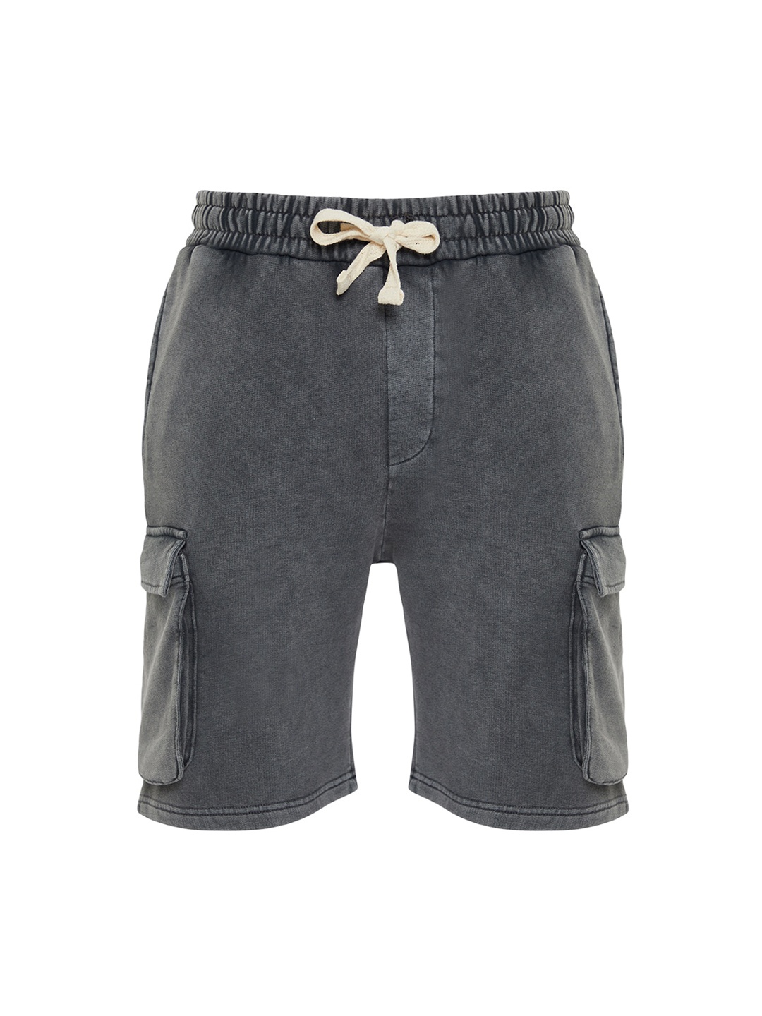

Trendyol Men Mid-Rise Pure Cotton Cargo Shorts, Grey