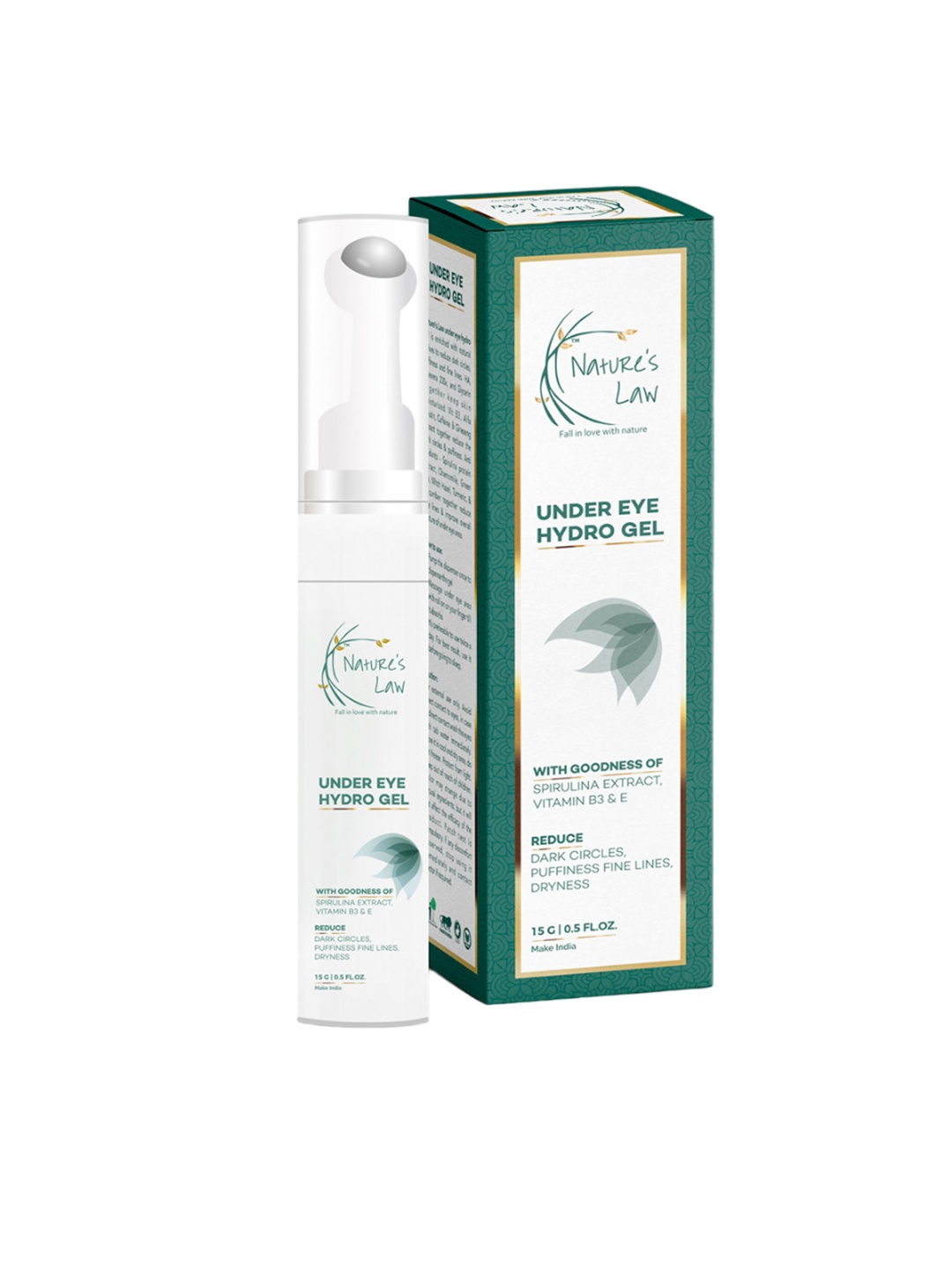 

Nature's Law Under Eye Hydro Gel with Spirulina Extract Vitamin B3 & E - 15 gm, White