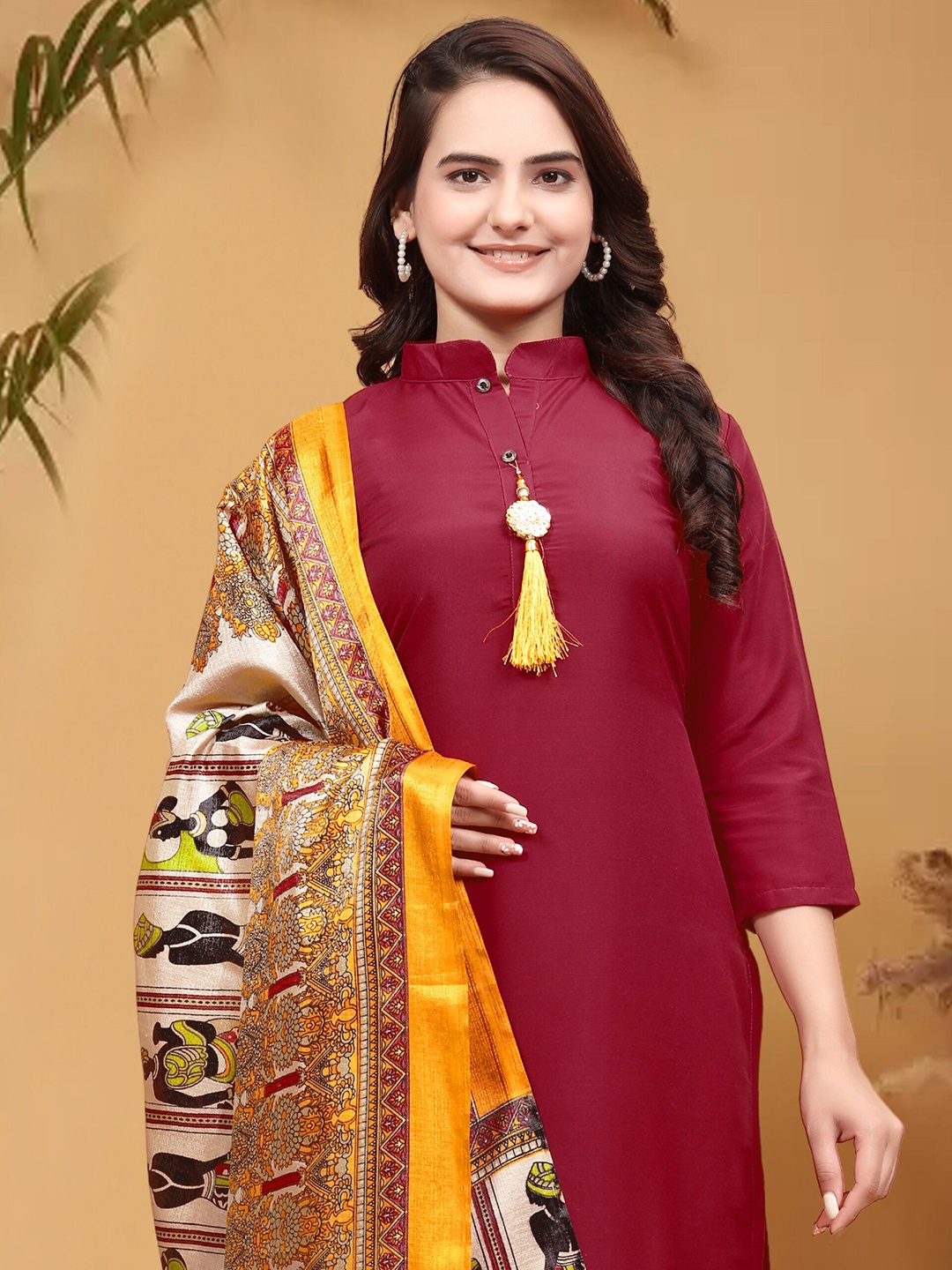 

Anouk Straight Kurta with Trousers & Dupatta, Maroon