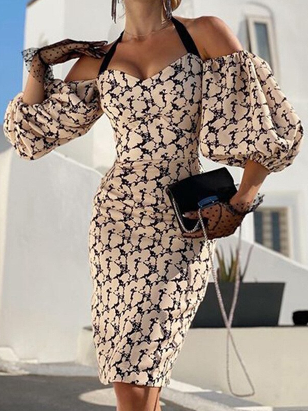 

StyleCast Pink & Grey Abstract Printed Sheath Maxi Dress