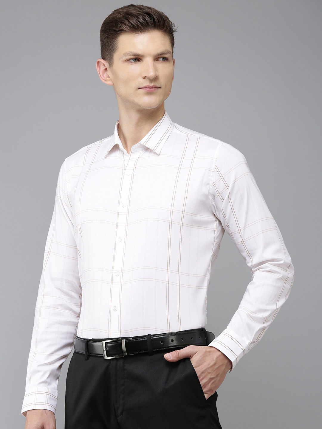 

Van Heusen Slim Fit Opaque Checked Formal Shirt, White