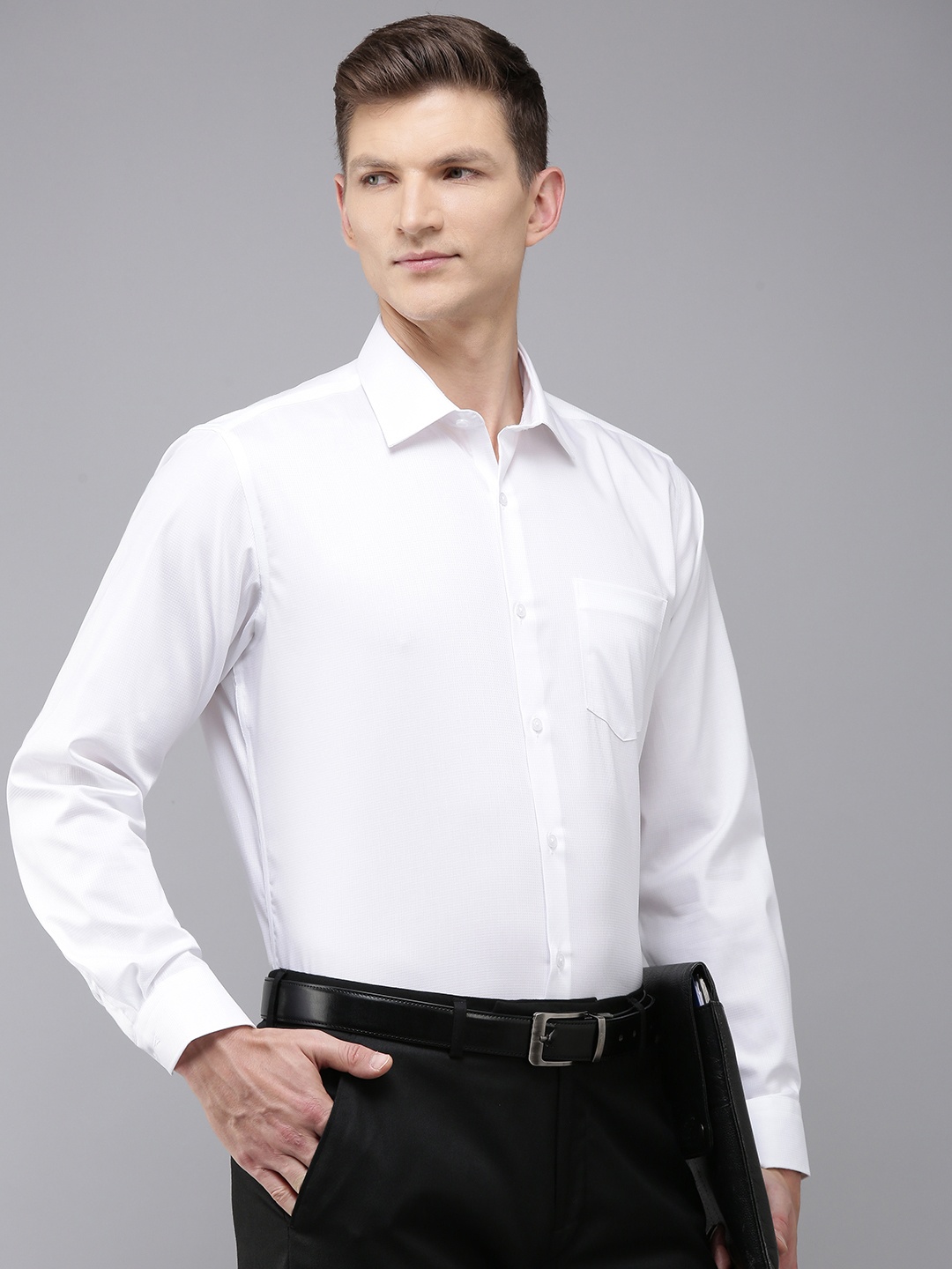 

Van Heusen Self Design Custom Fit Textured Formal Shirt, White