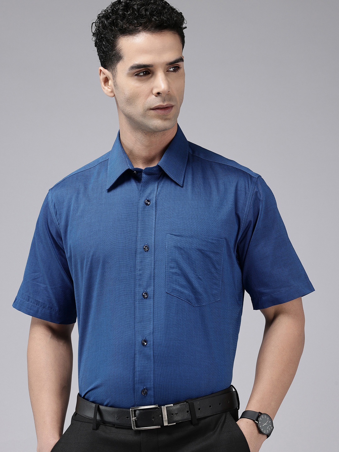 

Van Heusen Opaque Pure Cotton Formal Shirt, Blue