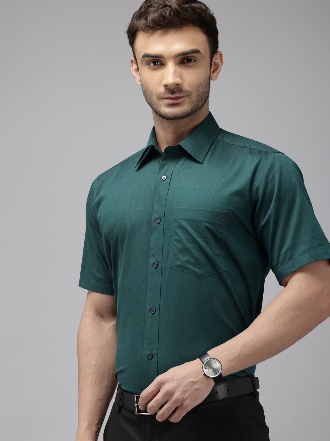 

Van Heusen Pure Cotton Opaque Formal Shirt, Green