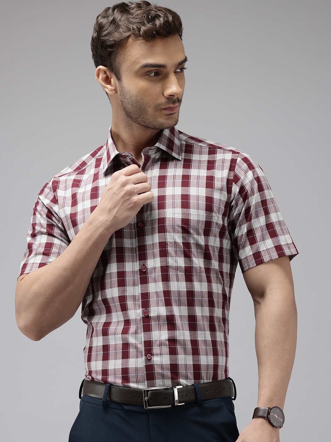

Van Heusen Pure Cotton Custom Fit Checked Formal Shirt, Multi