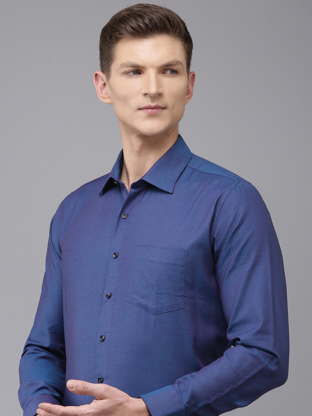 

Van Heusen Pure Cotton Slim Fit Opaque Formal Shirt, Blue