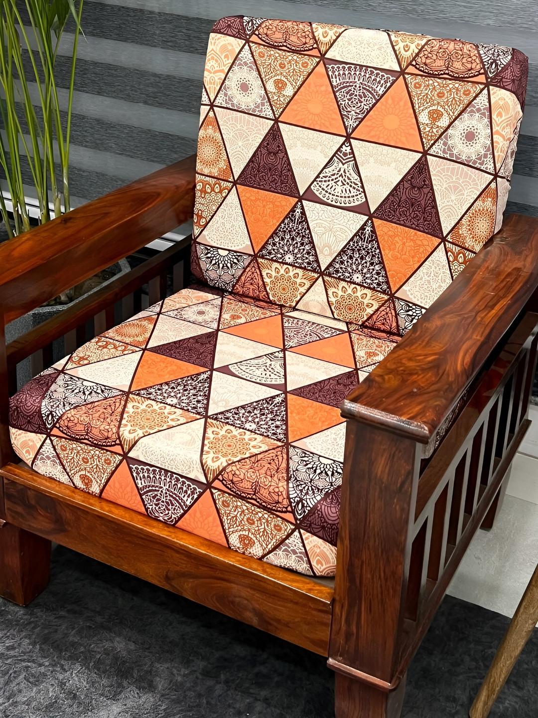 

ohello Brown Polyester 5 Pieces Self Design Sofa Cover, Multi