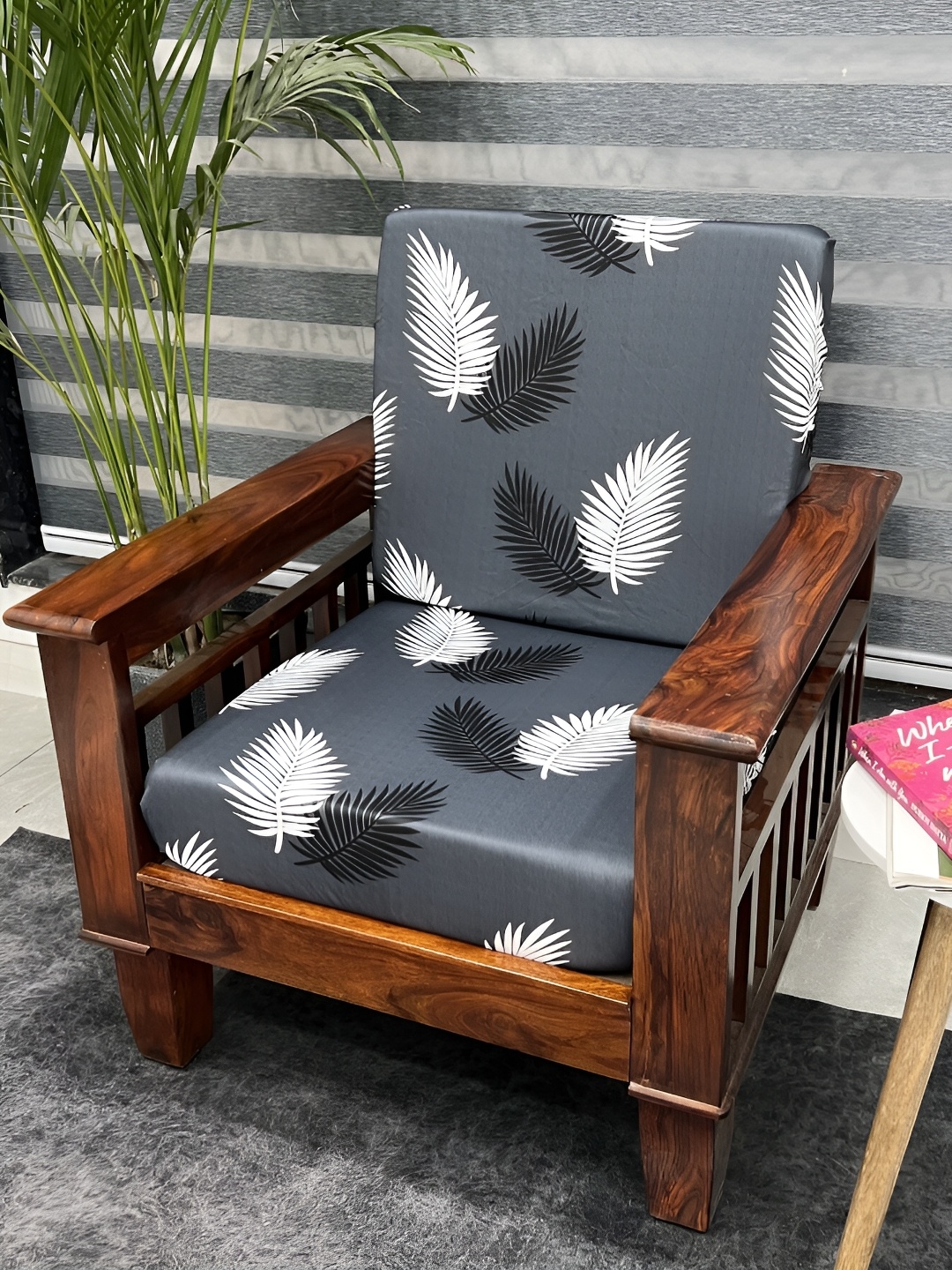

ohello Grey 10 Pieces Elasticated Printed Sofa Covers
