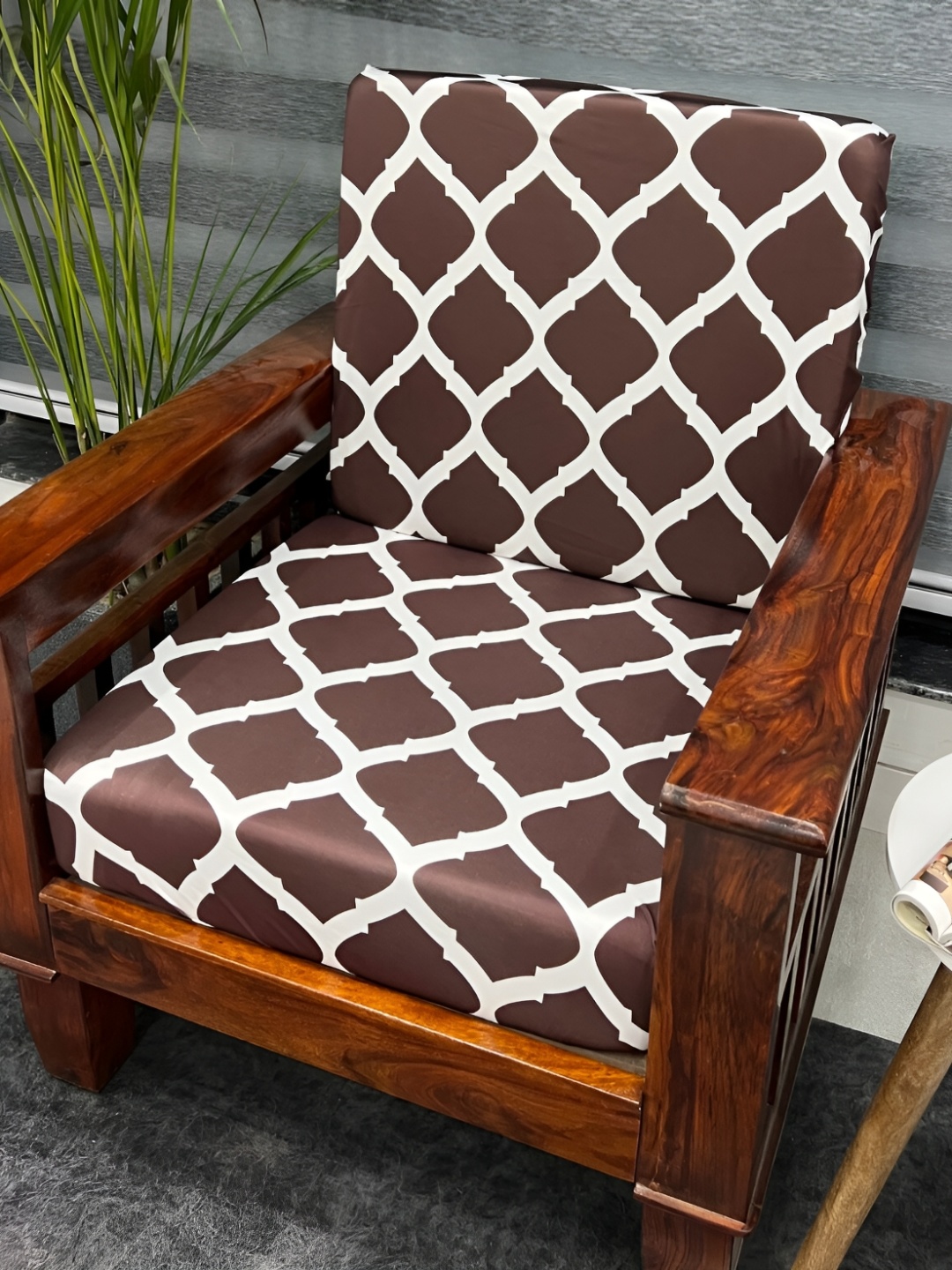 

ohello Brown Polyester 5 Piece Sofa Cover