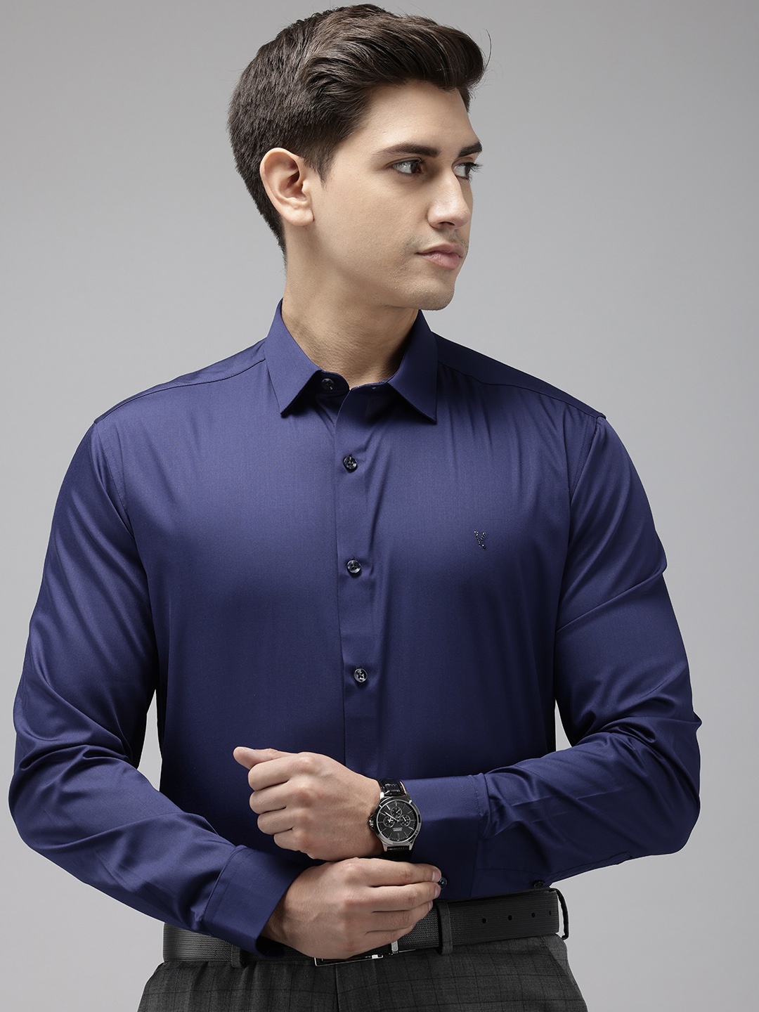 

V Dot Slim Fit Formal Shirt, Blue