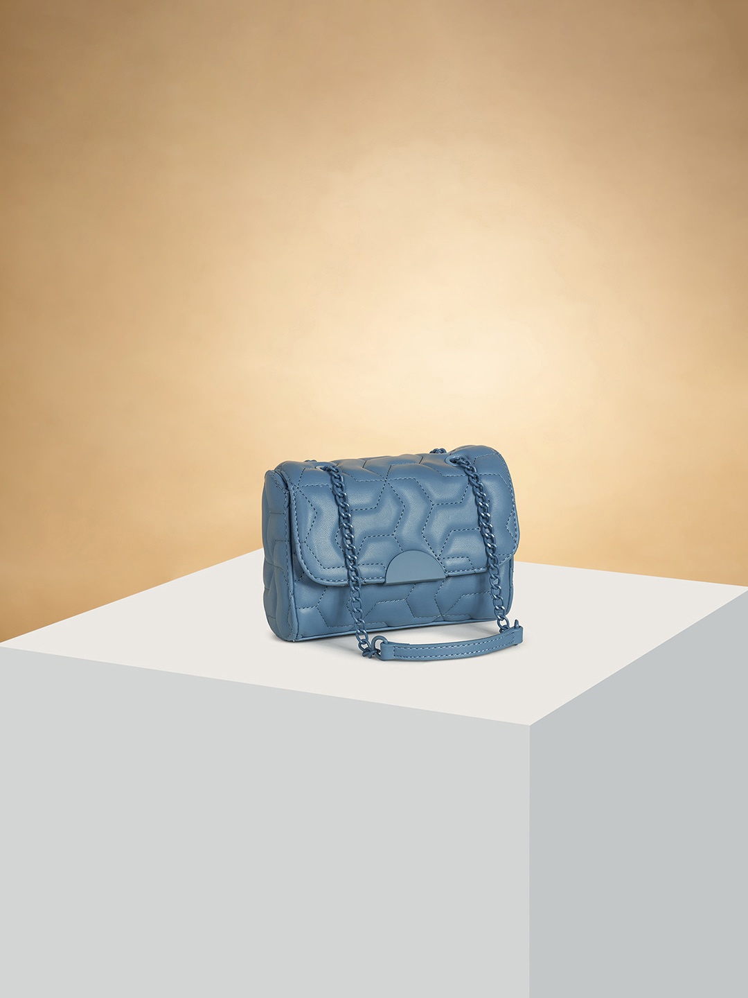 

Forever Glam by Pantaloons Self Designed Structured Sling Bag, Blue