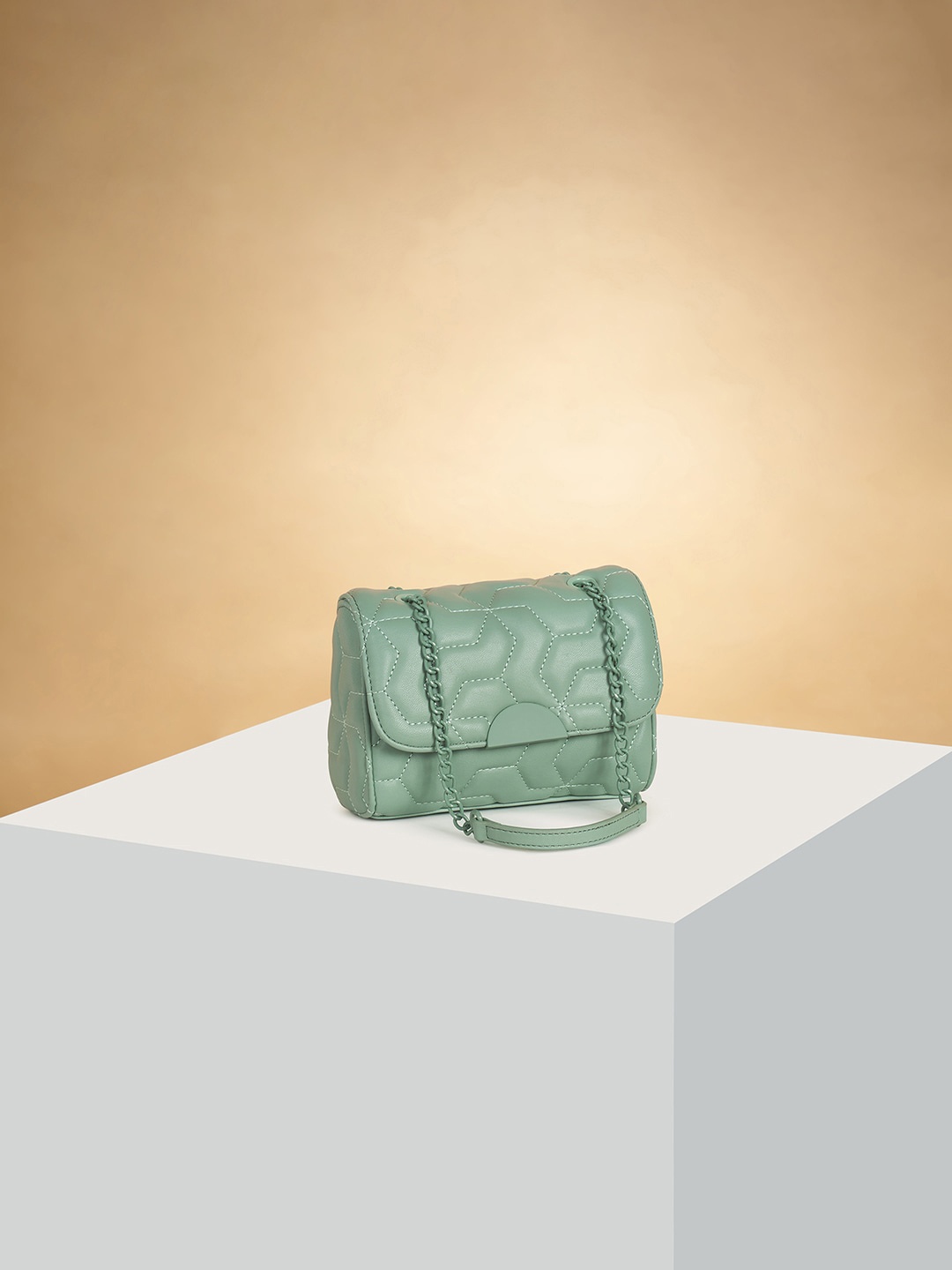 

Forever Glam by Pantaloons Self Designed Structured Handheld Bag, Green