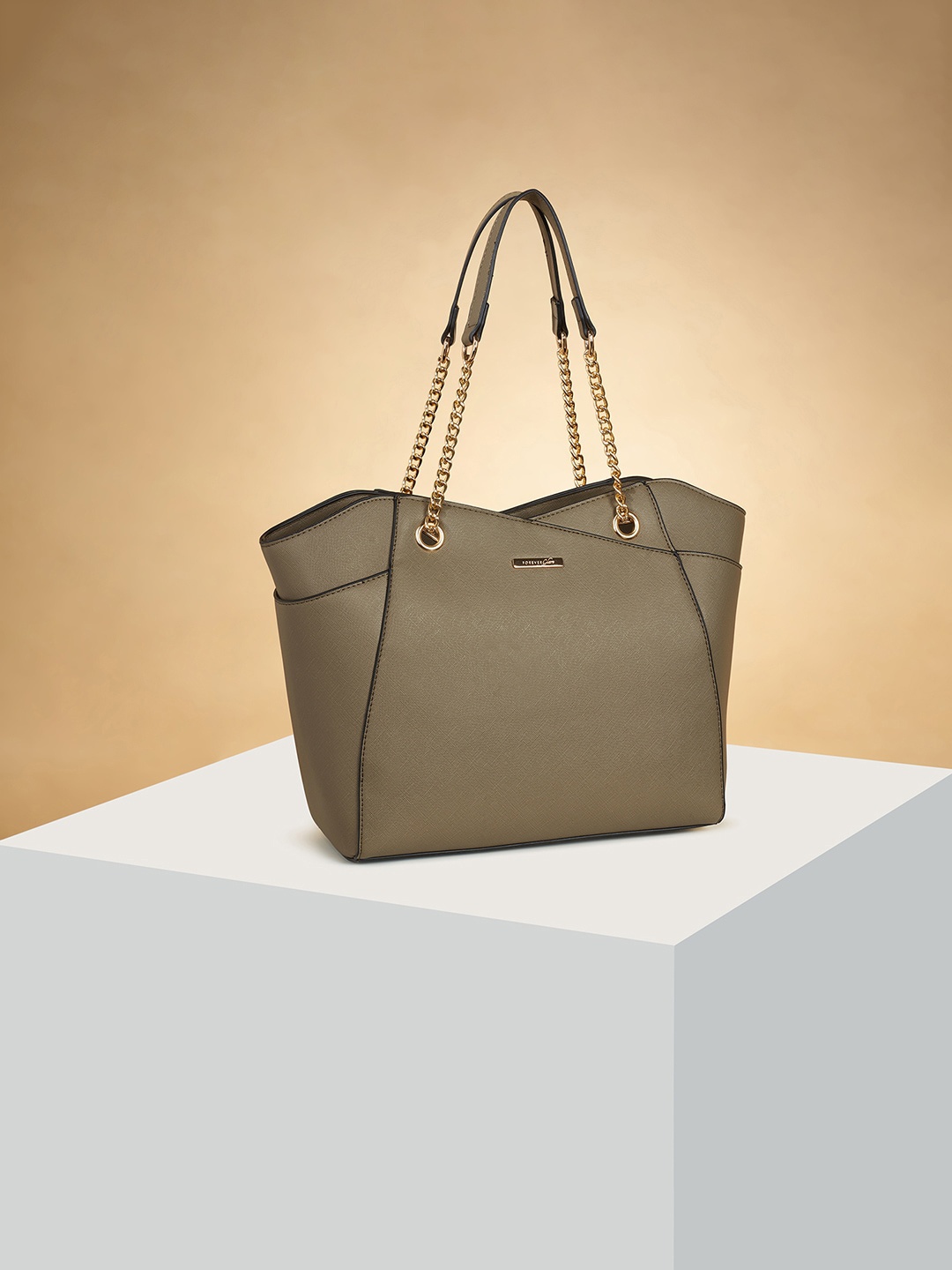 

Forever Glam by Pantaloons Structured Handheld Bag, Olive
