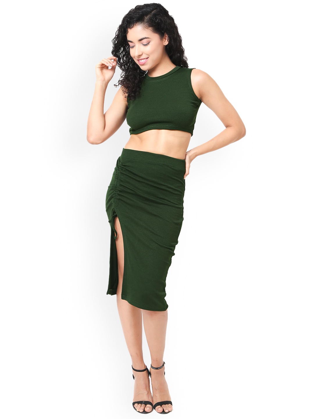 

CareDone Round-Neck Crop Top With Skirt, Green
