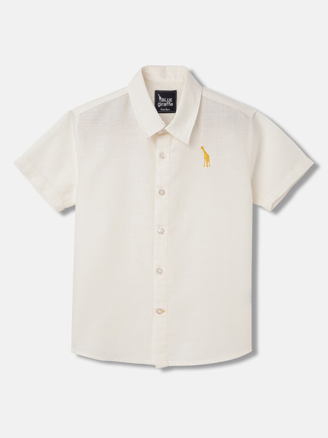 

Blue Giraffe Boys Short Sleeves Cotton Casual Shirt, Cream
