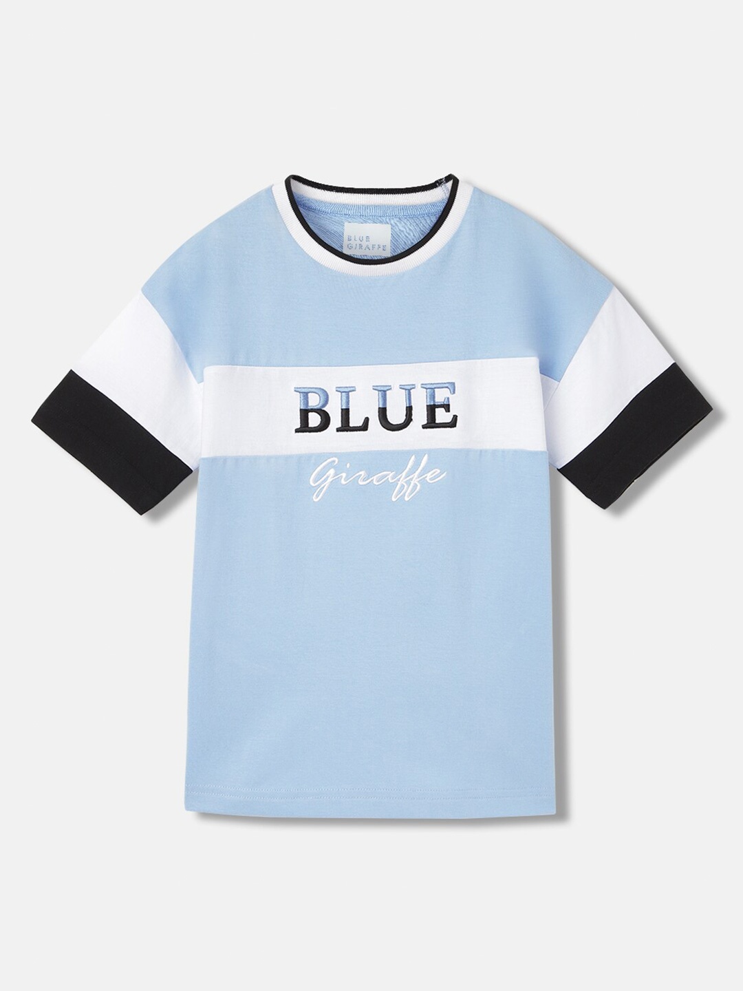 

Blue Giraffe Boys Round Neck Cotton T-shirt