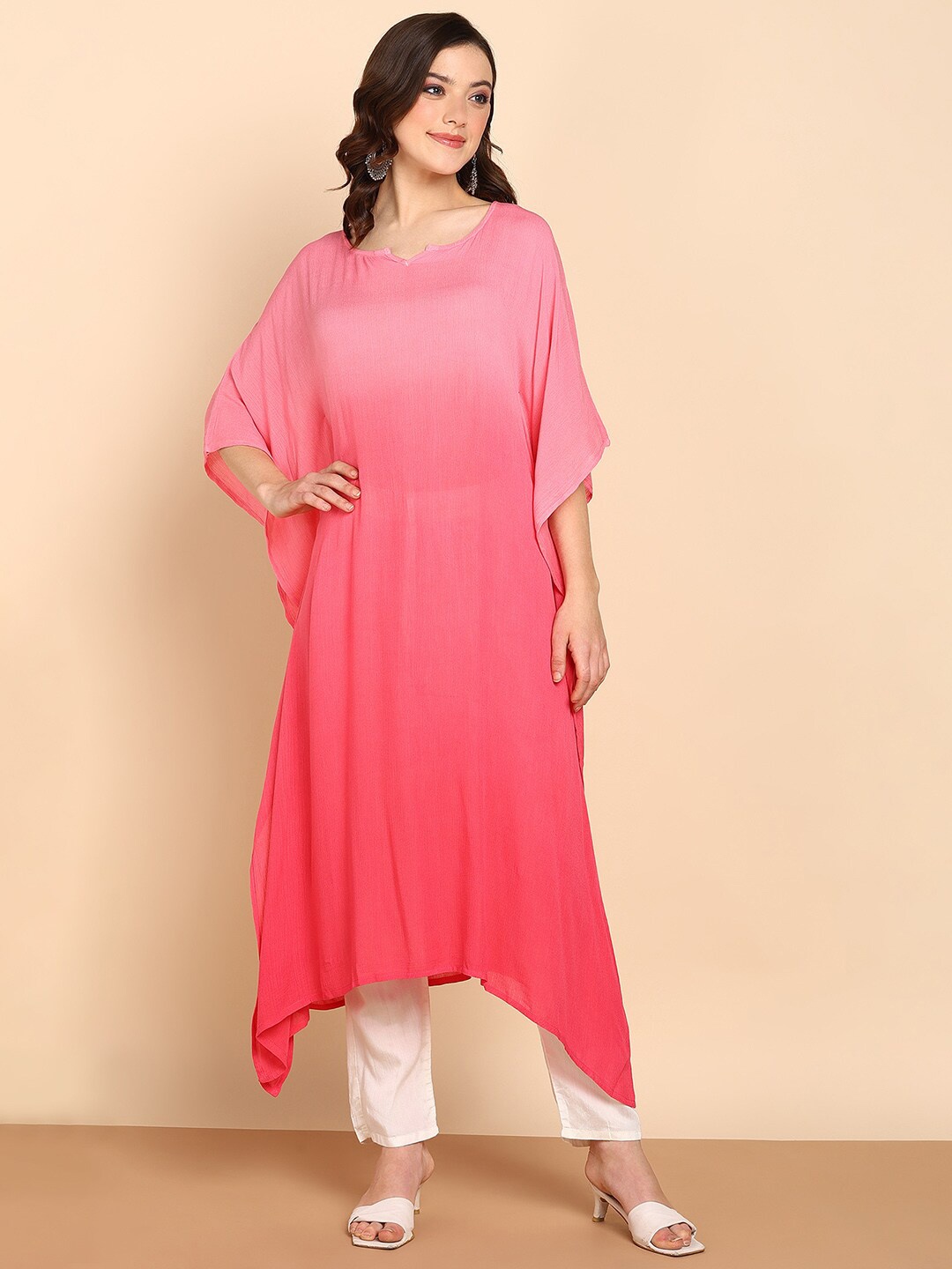 

Maaesa Kimono Sleeve Crepe Kaftan Midi Dress, Pink