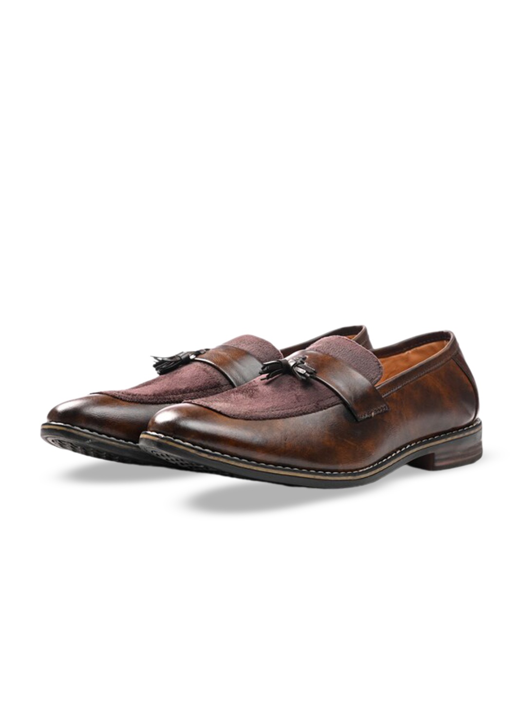 

ITALIAN ELEGANZA Men Round Toe Lightweight Tassel Loafers, Brown