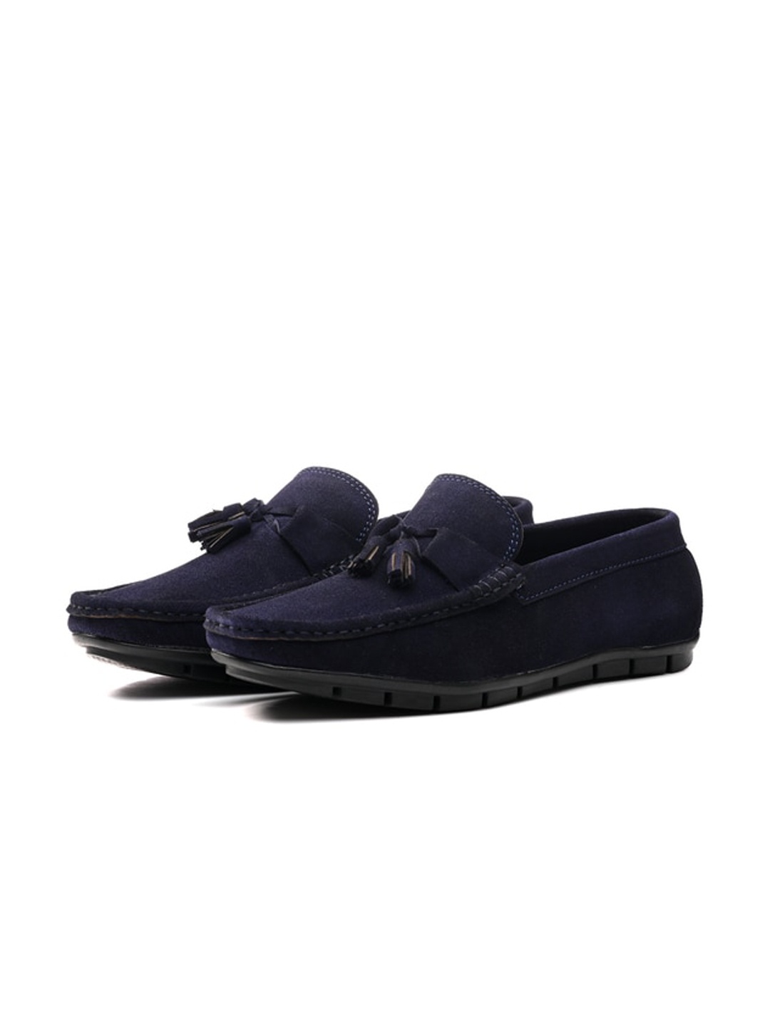 

ITALIAN ELEGANZA Men Round Toe Lightweight Leather Loafers, Blue