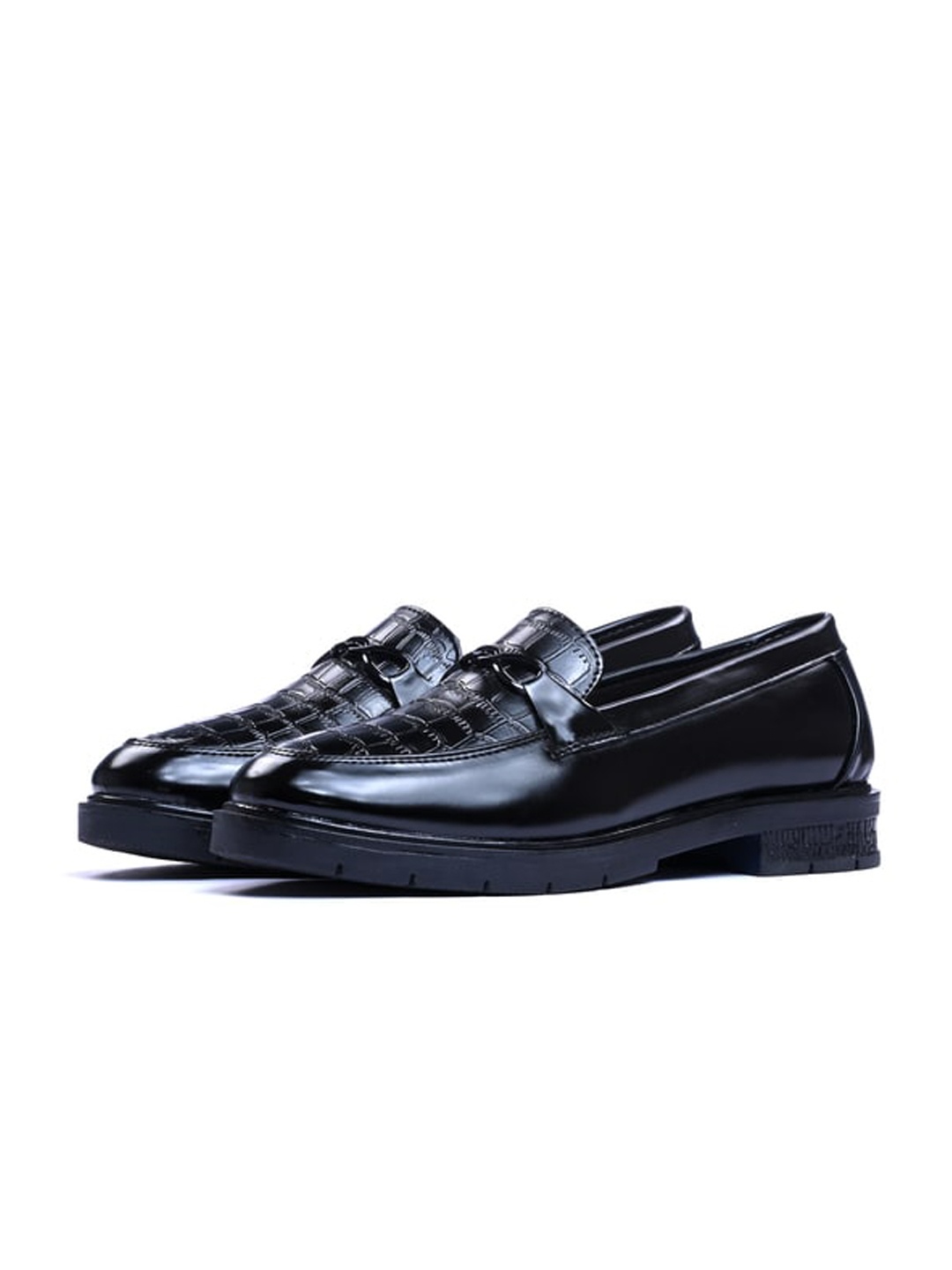 

ITALIAN ELEGANZA Men Textured Round Toe Lightweight Loafers, Black