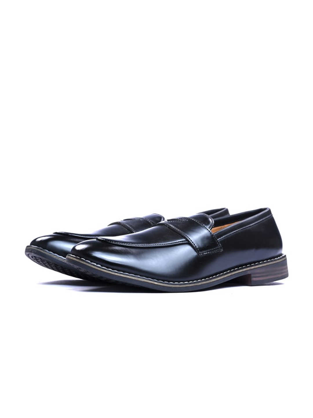 

ITALIAN ELEGANZA Men Round Toe Penny Loafers, Black