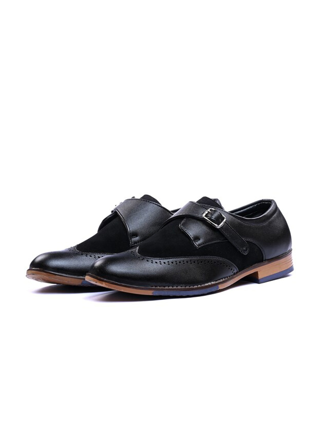 

ITALIAN ELEGANZA Men Round Toe Loafers With Buckles Detail, Black