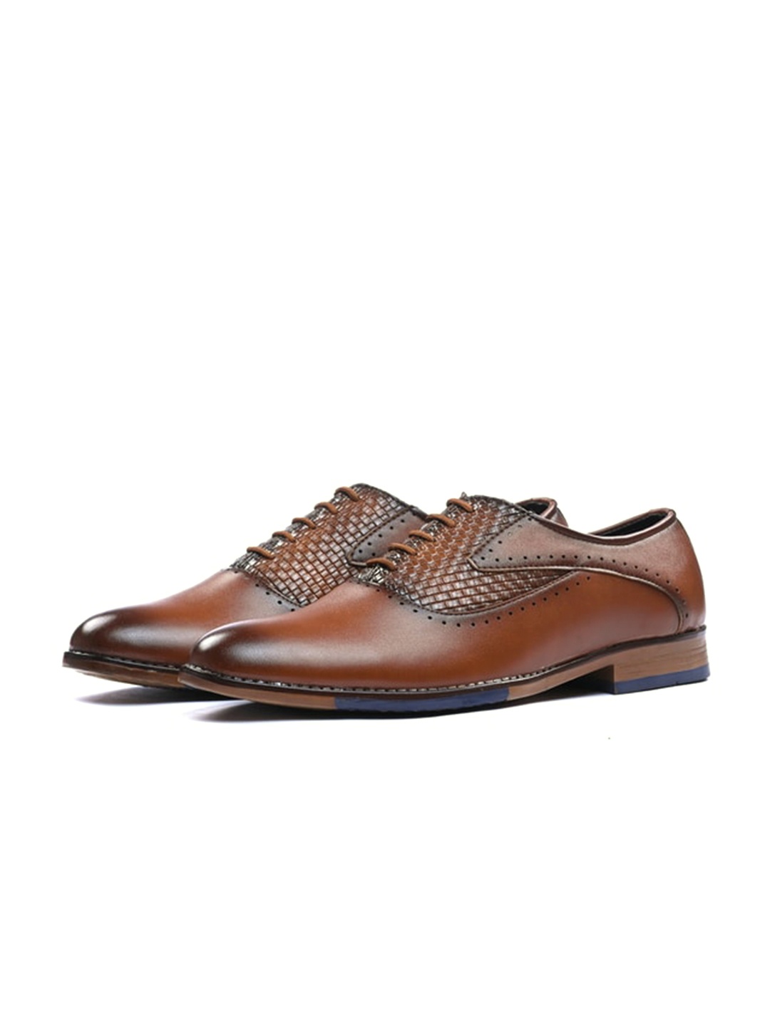 

ITALIAN ELEGANZA Men Textured Oxfords, Brown