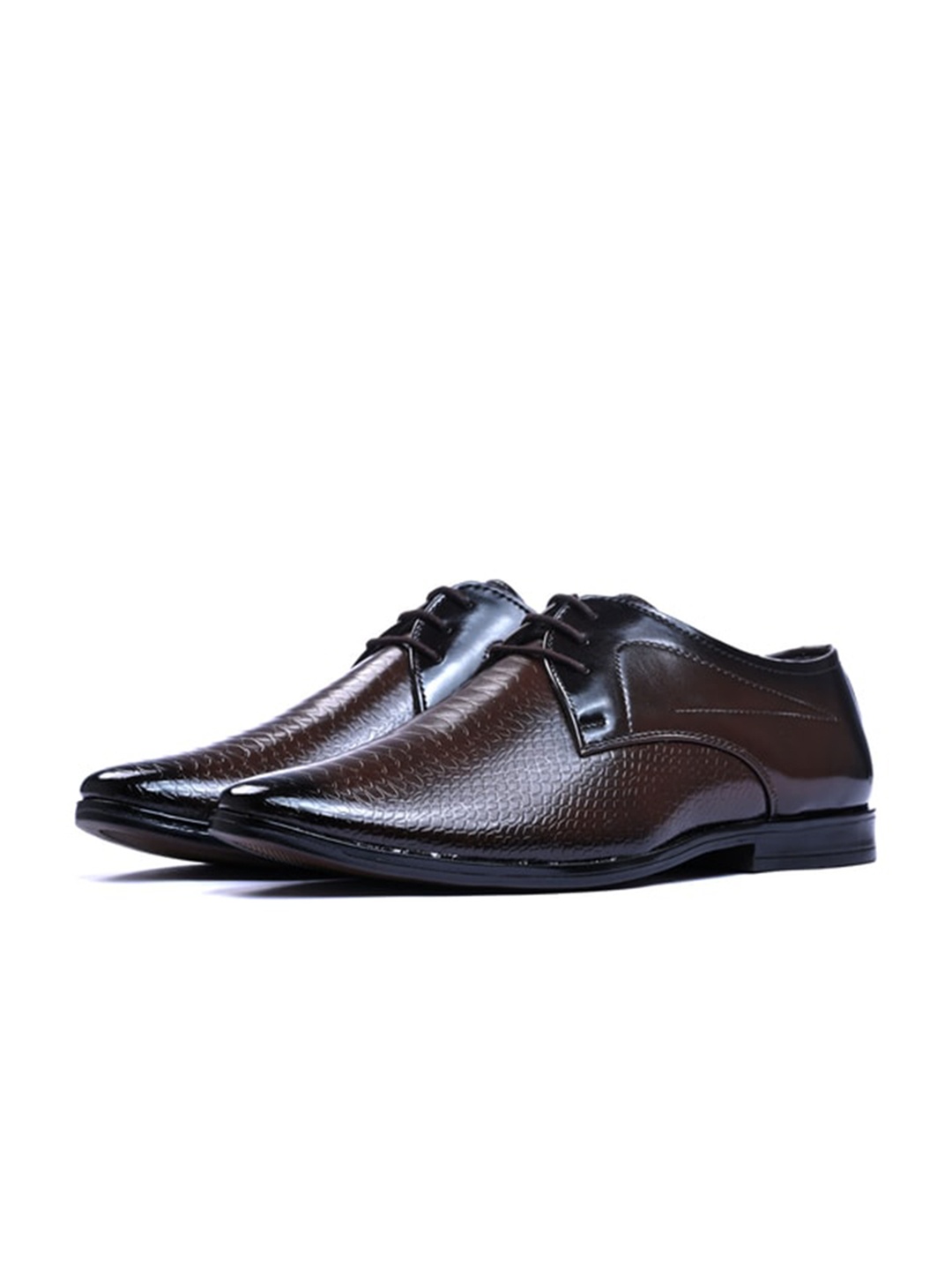 

ITALIAN ELEGANZA Men Textured Formal Oxfords, Brown