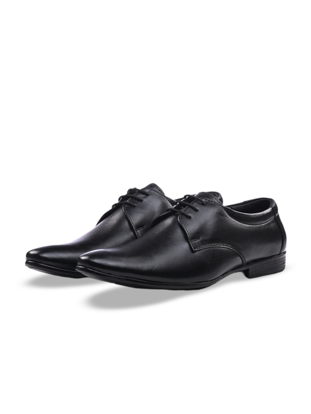 

ITALIAN ELEGANZA Men Round Toe Leather Formal Derbys, Black