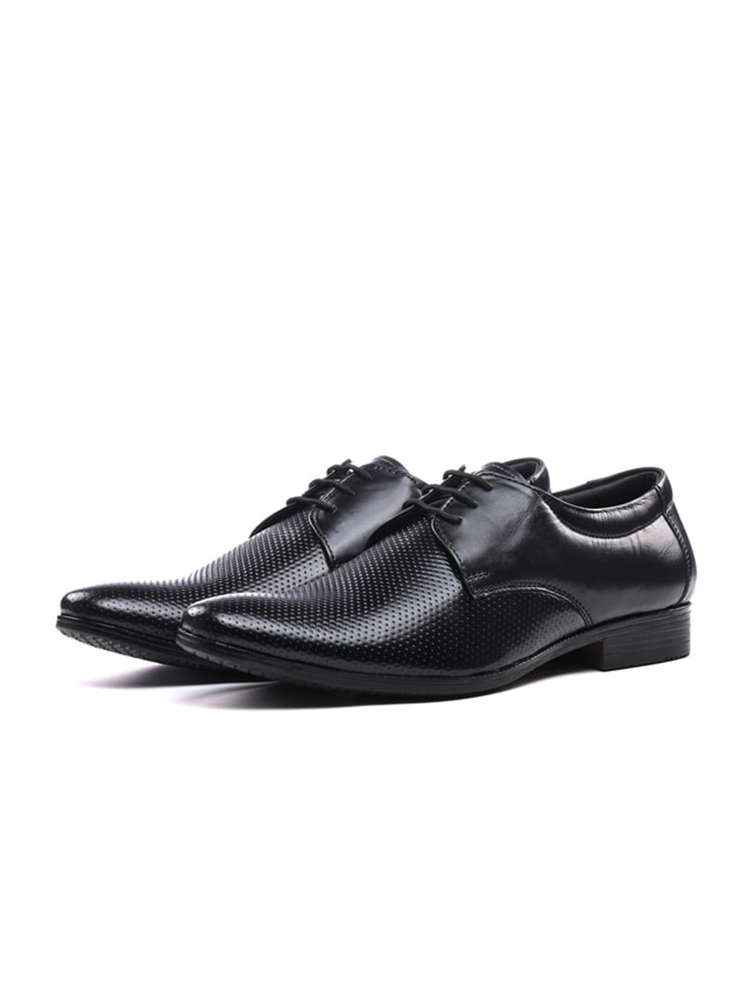

ITALIAN ELEGANZA Men Round Toe Leather Formal Oxfords, Black