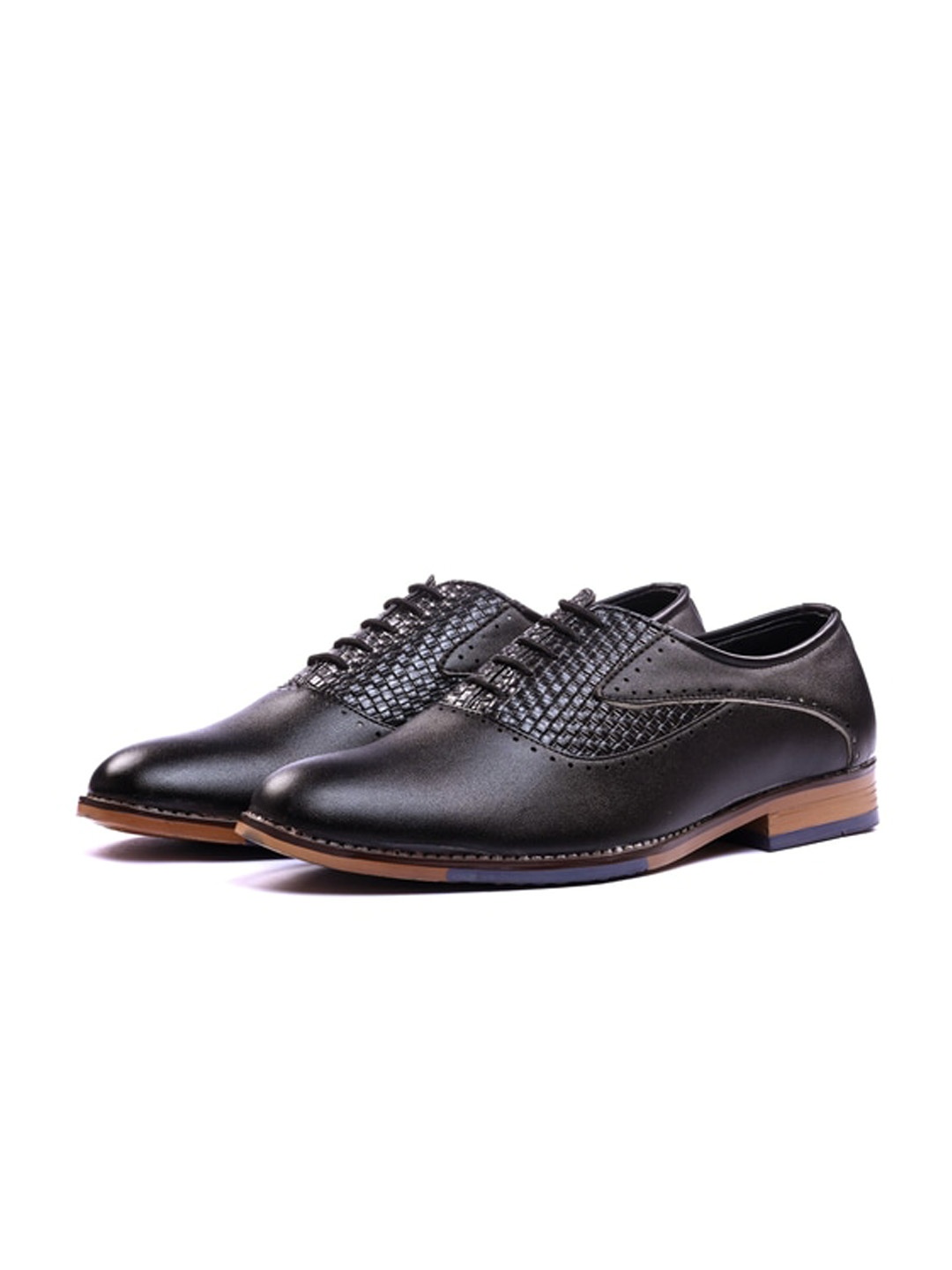 

ITALIAN ELEGANZA Men Textured Formal Oxfords, Black