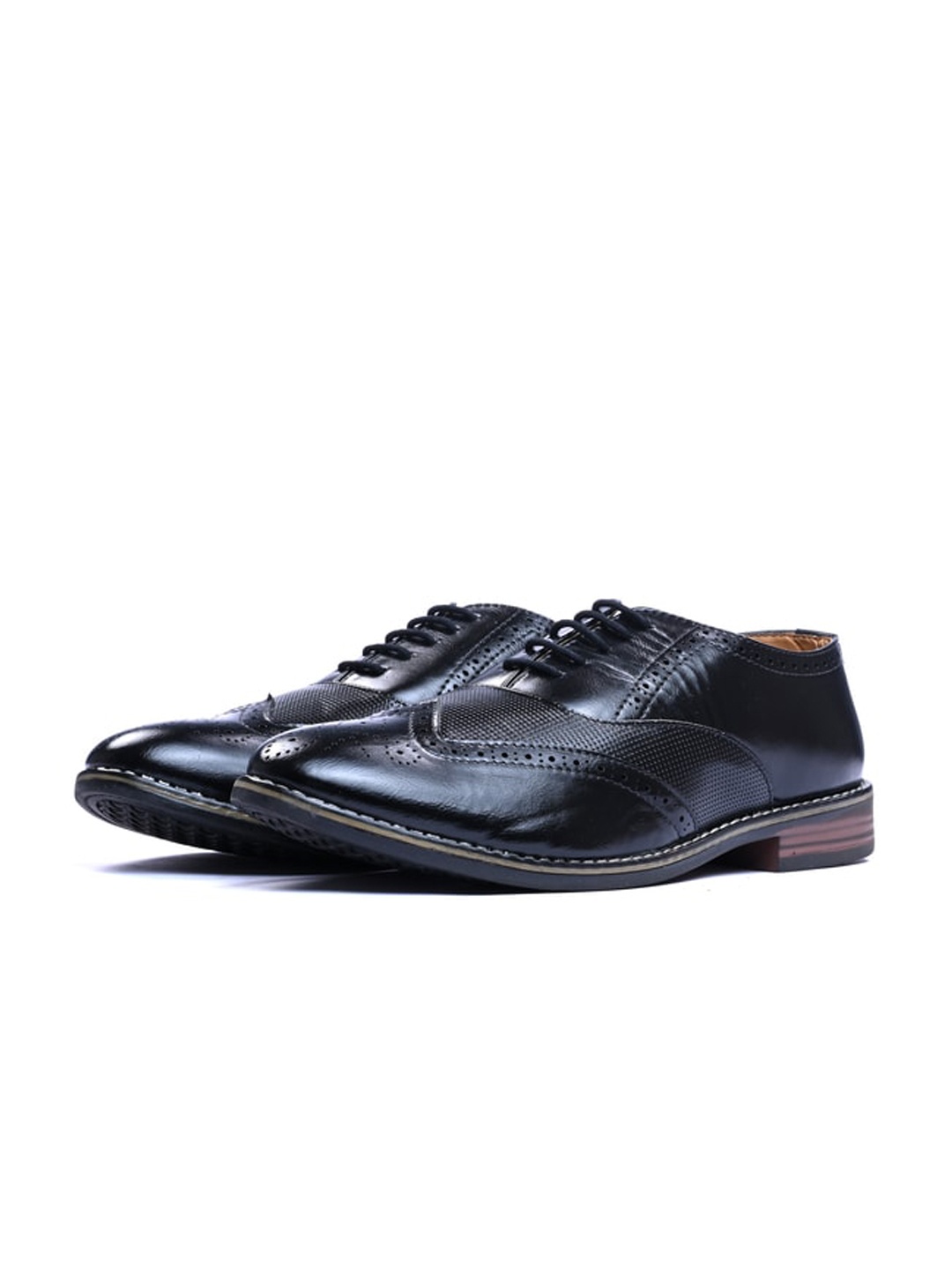 

ITALIAN ELEGANZA Men Textured Round Toe Formal Oxfords Shoes, Black