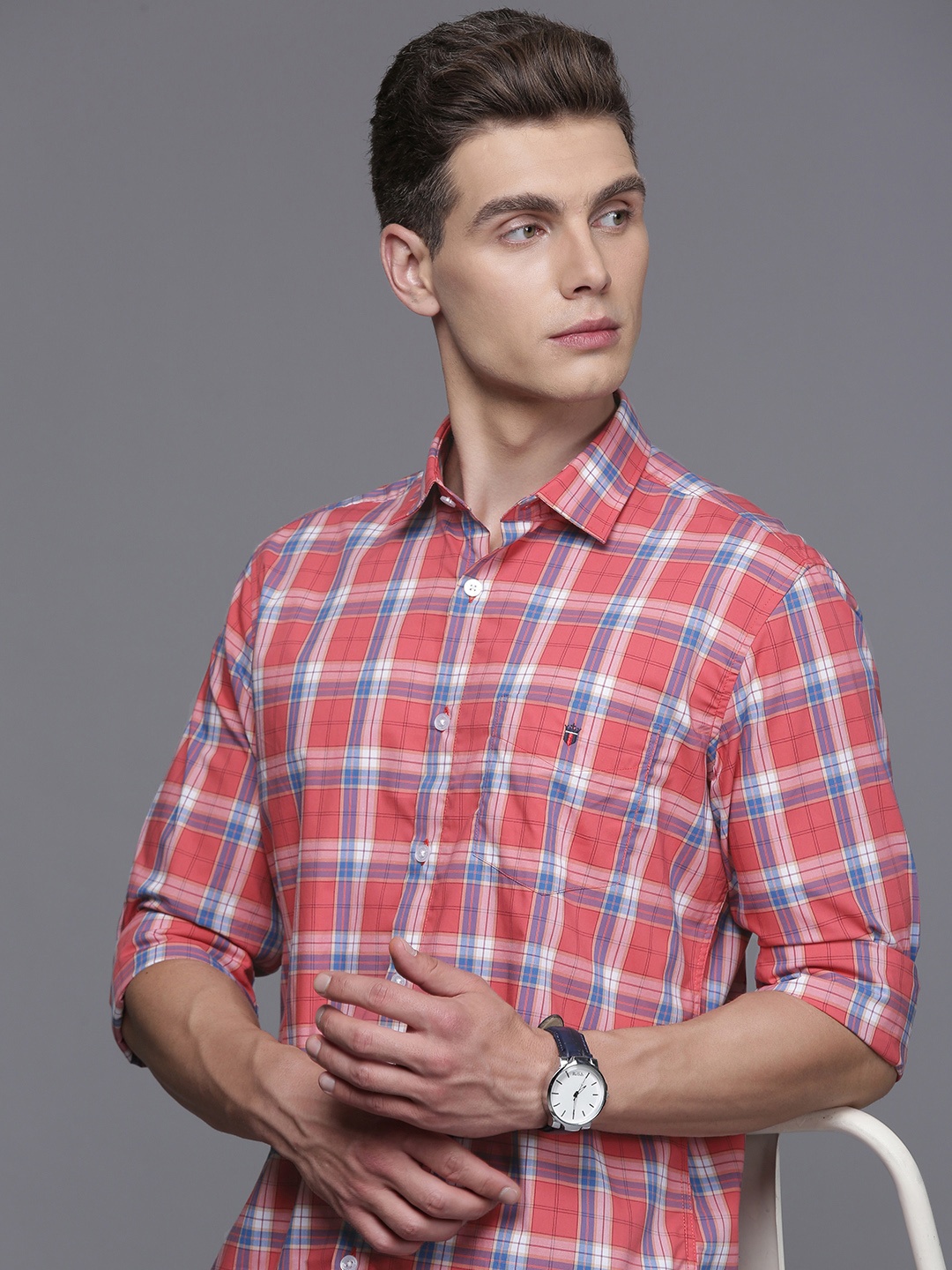 

Louis Philippe Sport Pure Cotton Slim Fit Checked Casual Shirt, Multi