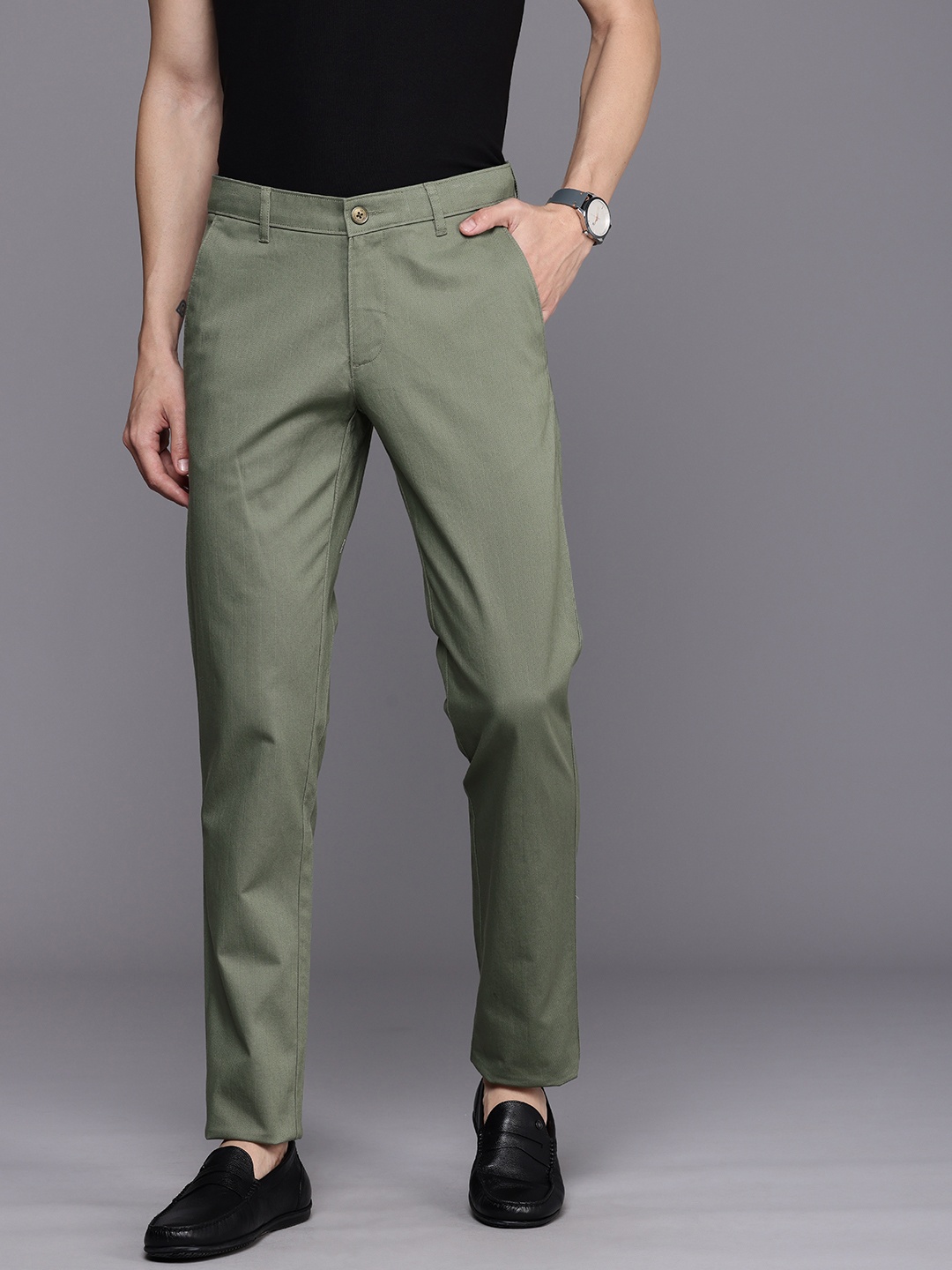 

Louis Philippe Sport Men Tapered Fit Trousers, Olive