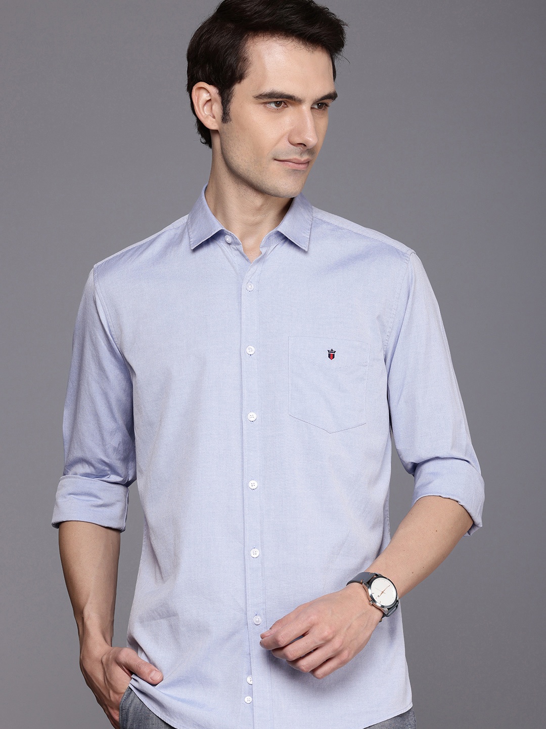 

Louis Philippe Sport Pure Cotton Slim Fit Casual Shirt, Blue