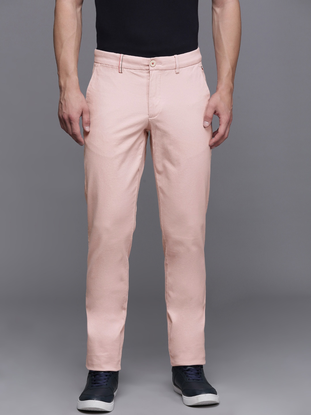 

Louis Philippe Sport Men Tapered Fit Casual Trousers, Pink