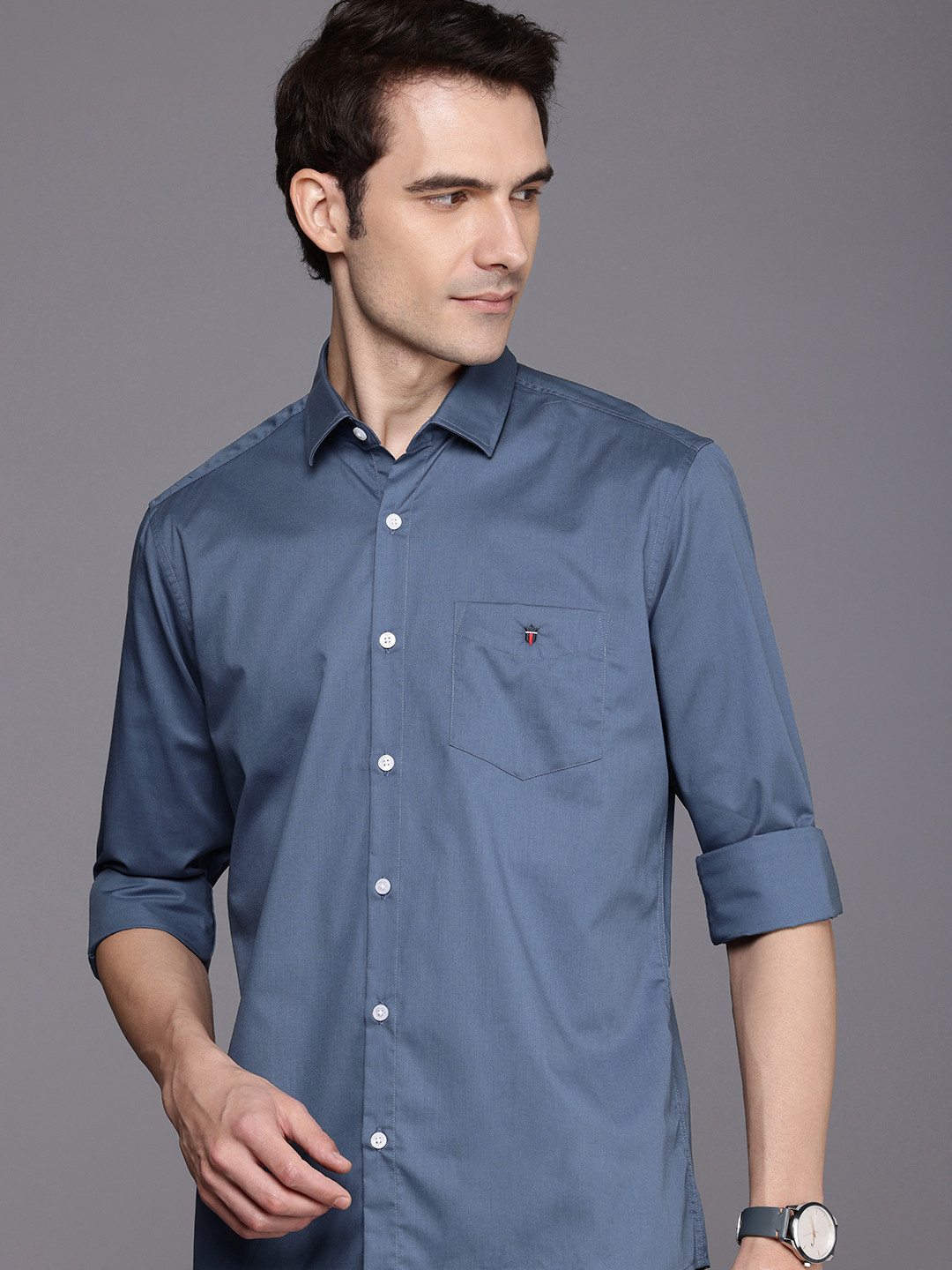 

Louis Philippe Sport Men Slim Fit Pure Cotton Casual Shirt, Blue