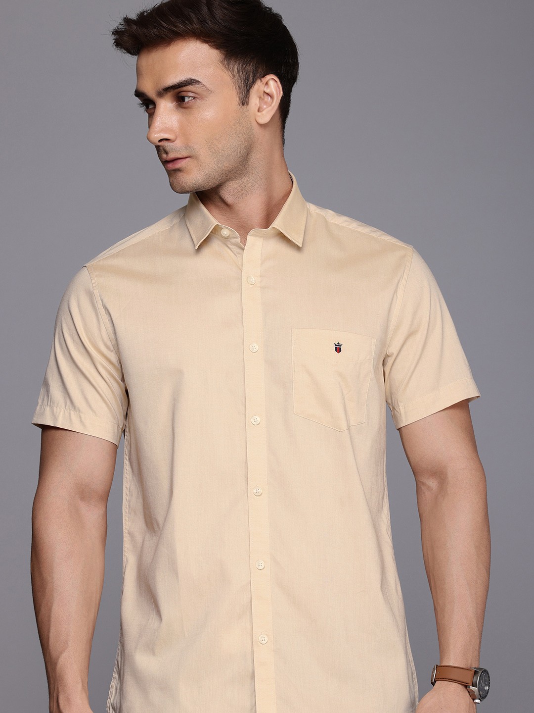 

Louis Philippe Sport Pure Cotton Slim Fit Casual Shirt, Beige