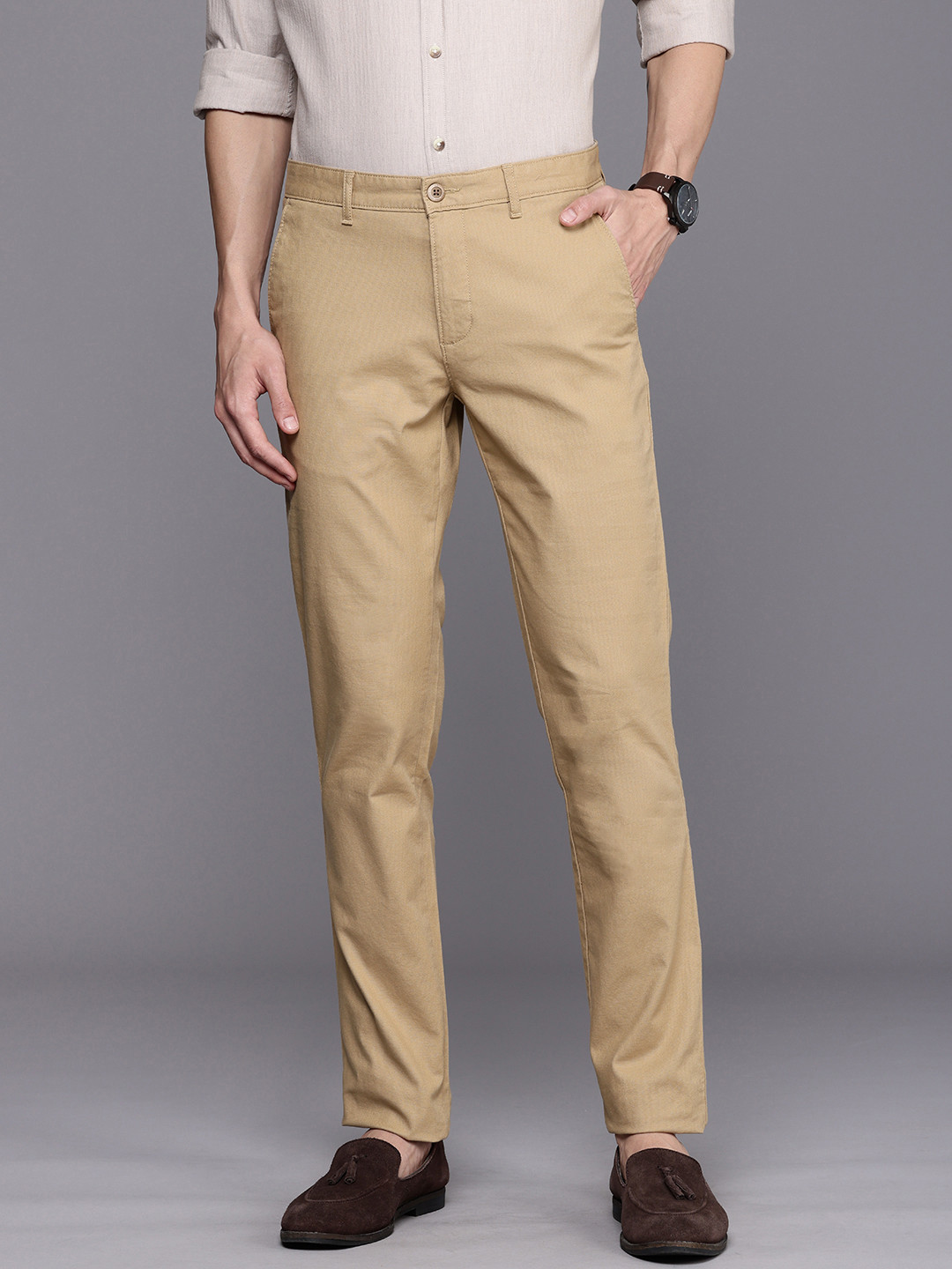 

Louis Philippe Sport Men Tapered Fit Semiformal Trousers, Khaki
