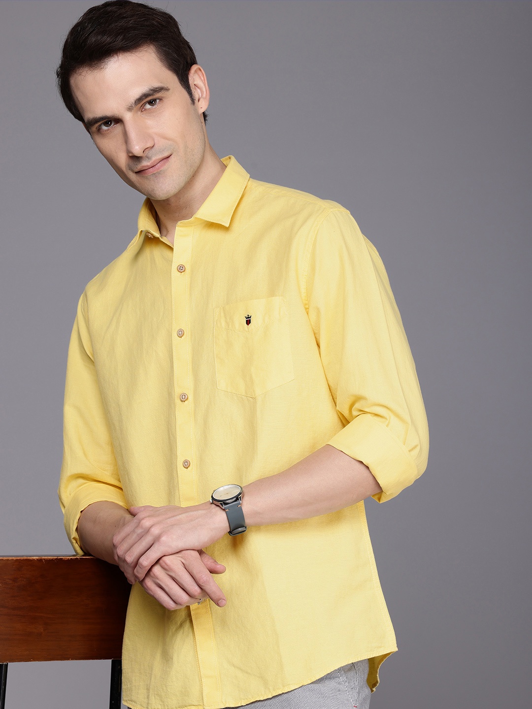 

Louis Philippe Sport Cotton Linen Slim Fit Opaque Casual Shirt, Yellow