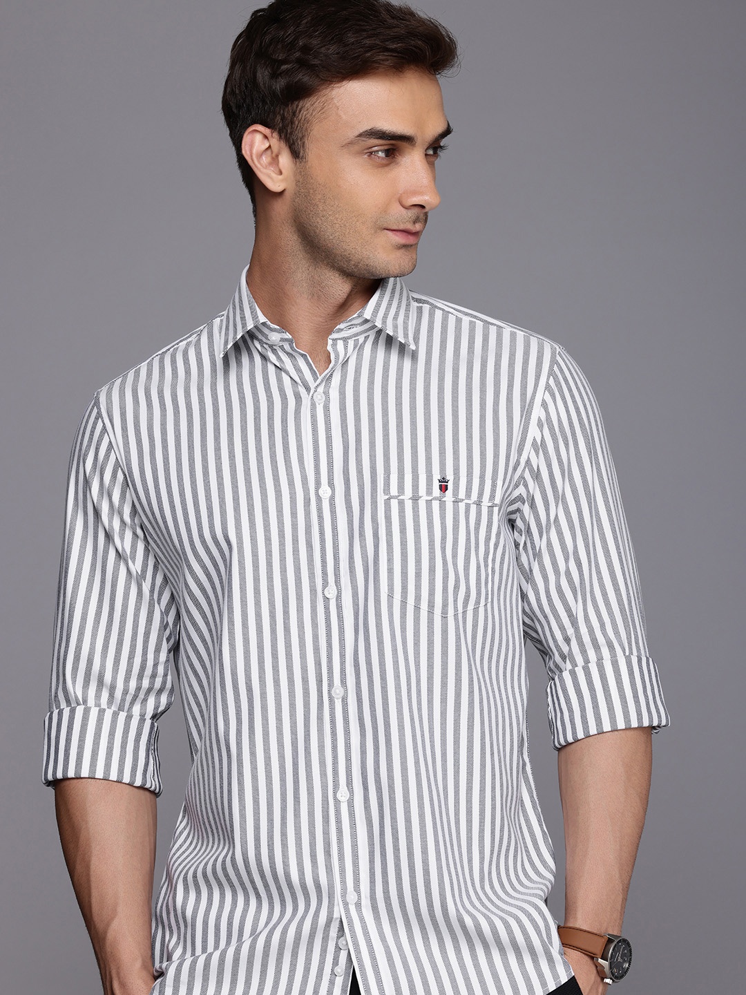 

Louis Philippe Sport Slim Fit Striped Casual Shirt, Navy blue