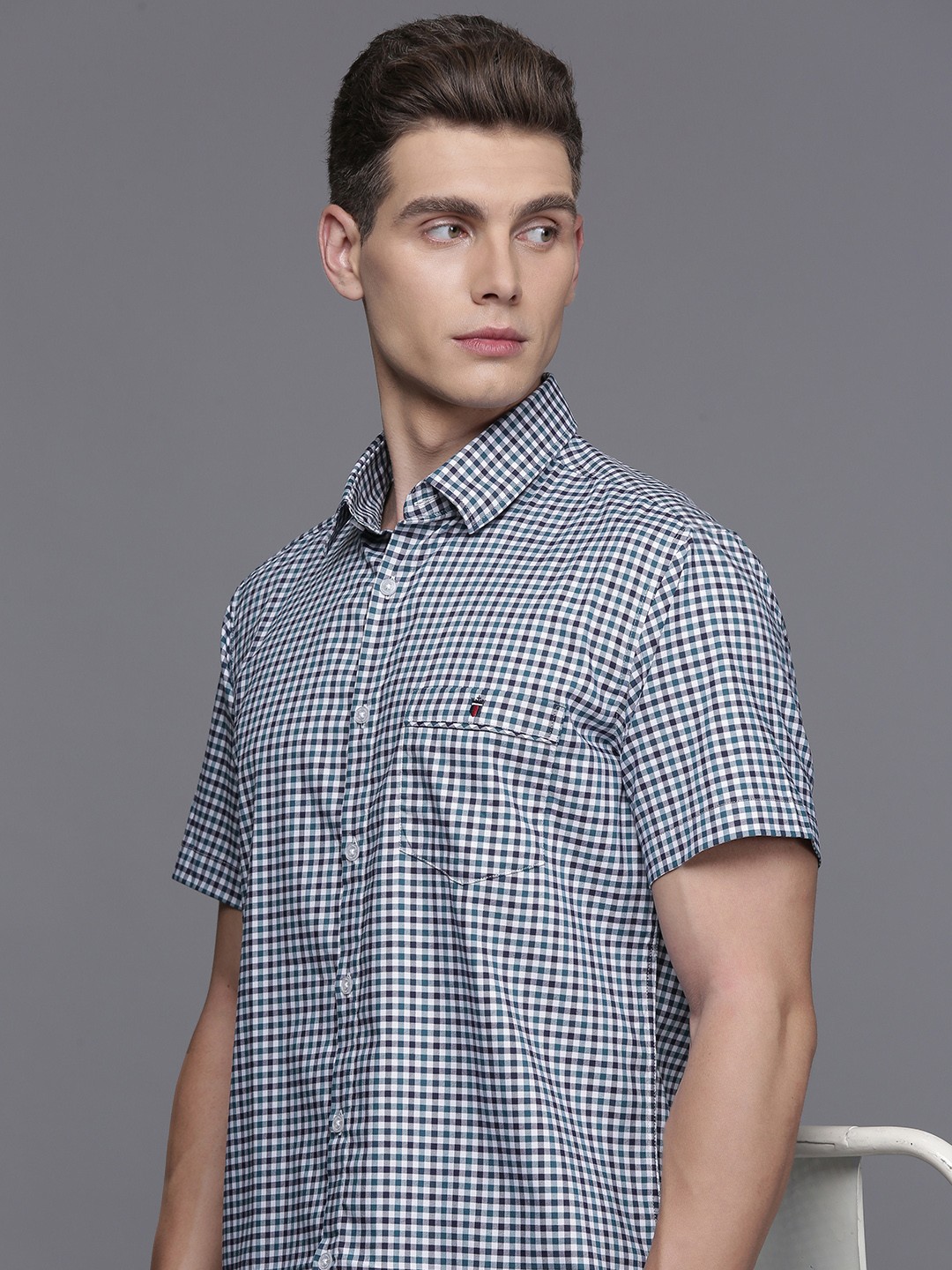 

Louis Philippe Sport Micro Checked Opaque Slim Fit Casual Shirt, Multi
