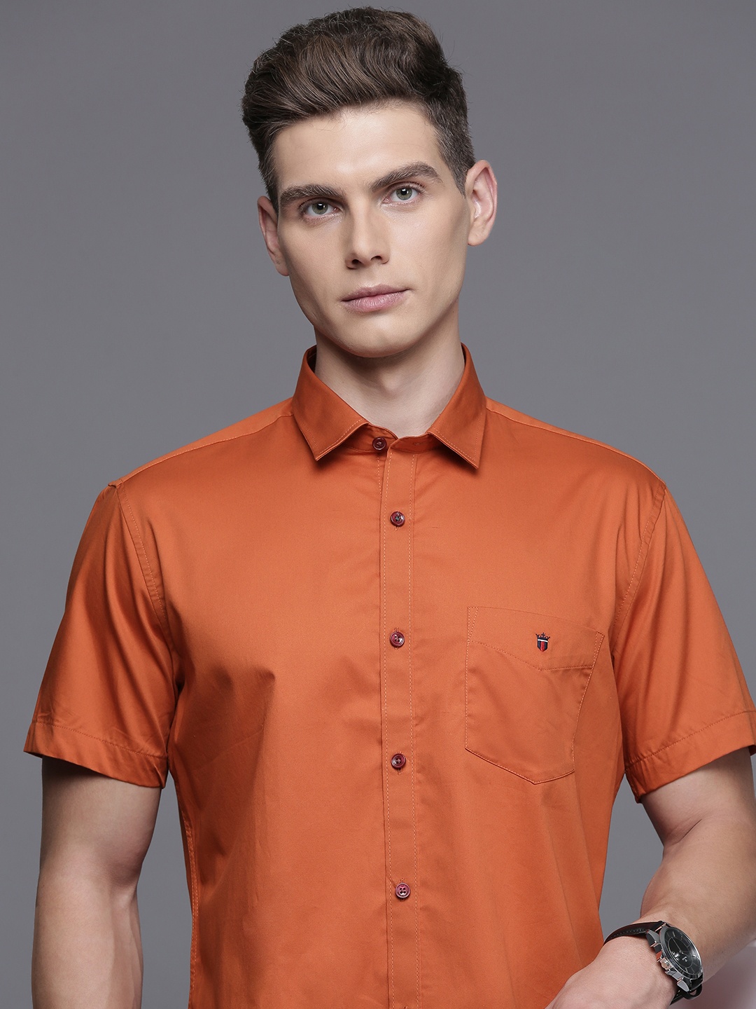 

Louis Philippe Sport Pure Cotton Slim Fit Opaque Casual Shirt, Rust